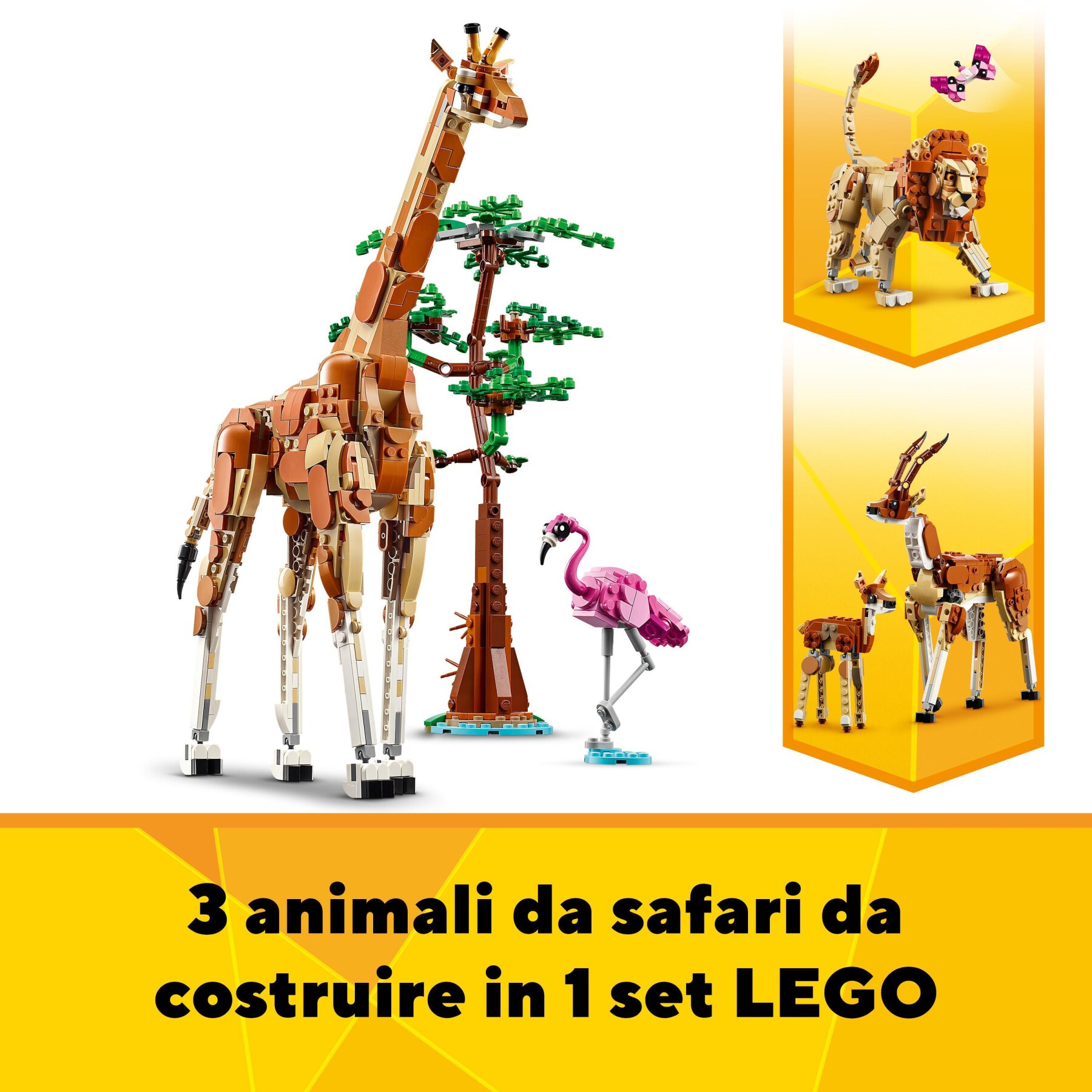 Lego creator 31150 3in1 animali del safari, giocattolo trasformabile da giraffa in 2 gazzelle o leone , giochi per bambini 9+ - LEGO CREATOR