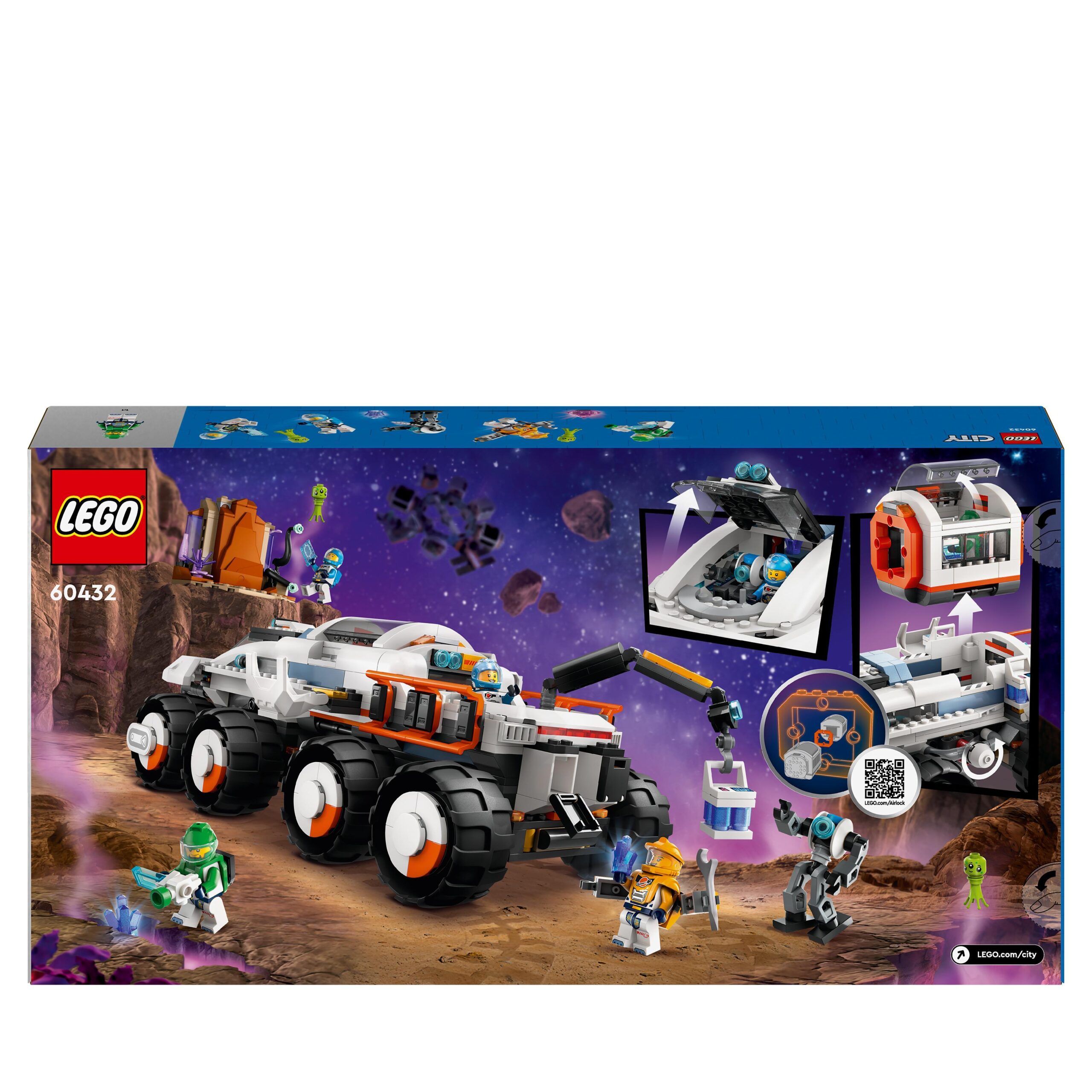 Lego city 60432 rover di comando e gru di carico, gioco spaziale per bambini 7+ con camion giocattolo, 4 minifigure e robot - LEGO CITY