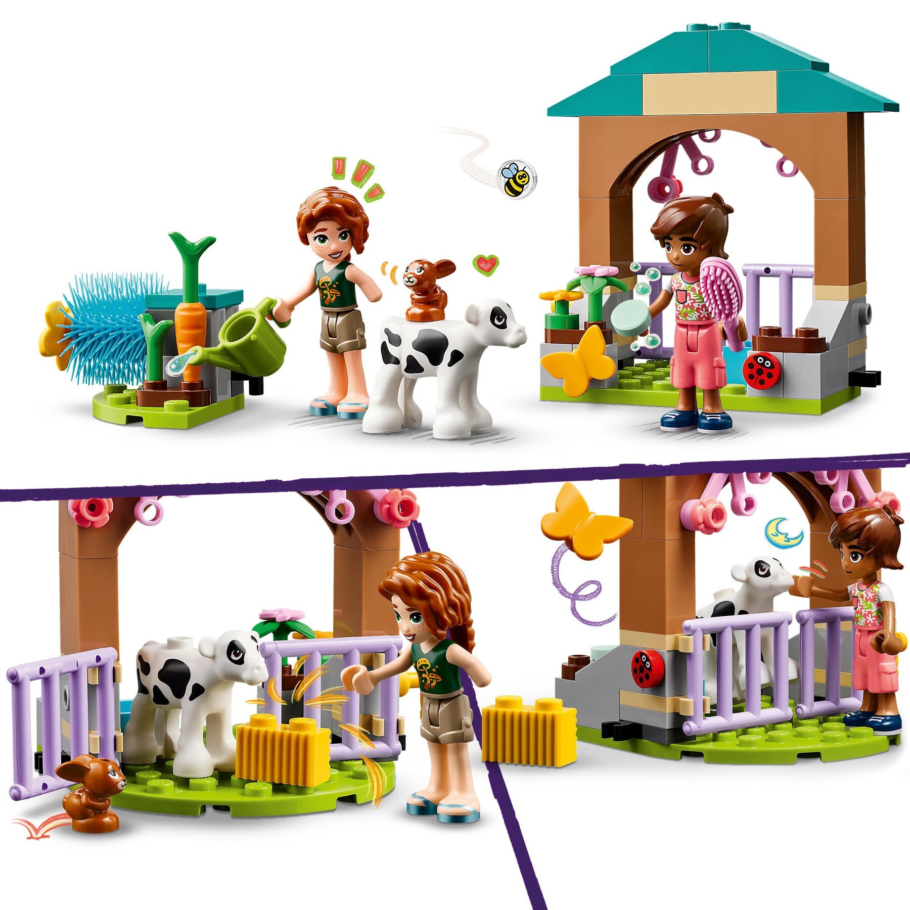 Lego friends 42607 stalla del vitellino di autumn, giochi per bambini di 5+ anni con animali giocattolo e 2 mini bamboline - LEGO FRIENDS