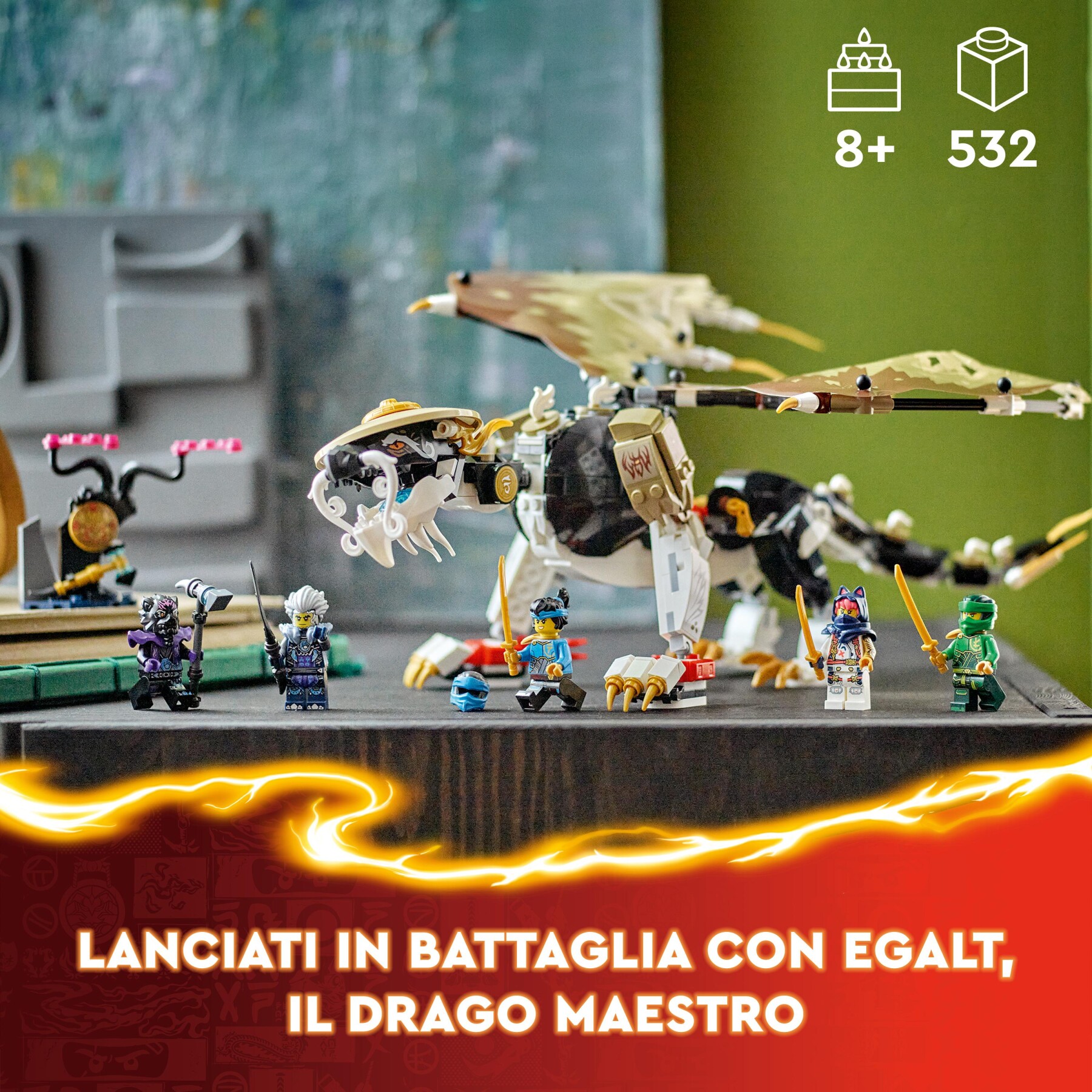 Lego ninjago 71809 egalt il drago maestro, giocattolo con action figure snodabile, giochi per bambini di 8+ con 5 minifigure - LEGO NINJAGO