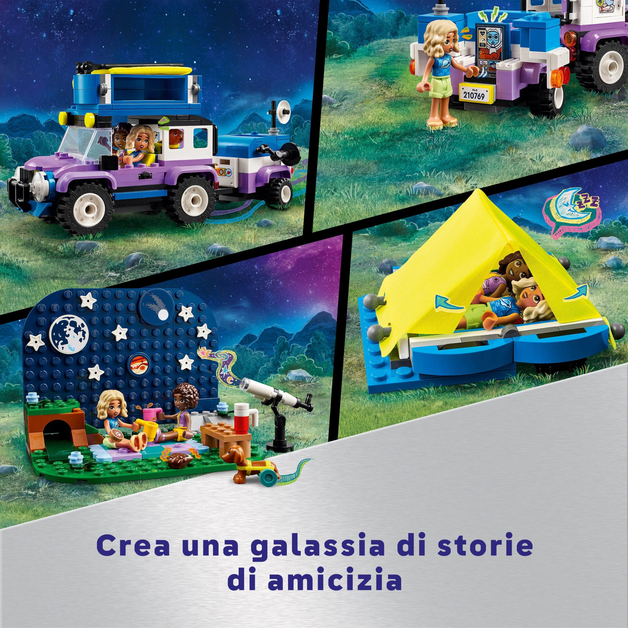 Lego friends 42603 camping-van sotto le stelle, giochi per bambini 7+ con telescopio giocattolo, auto, mini bamboline e cane - LEGO FRIENDS