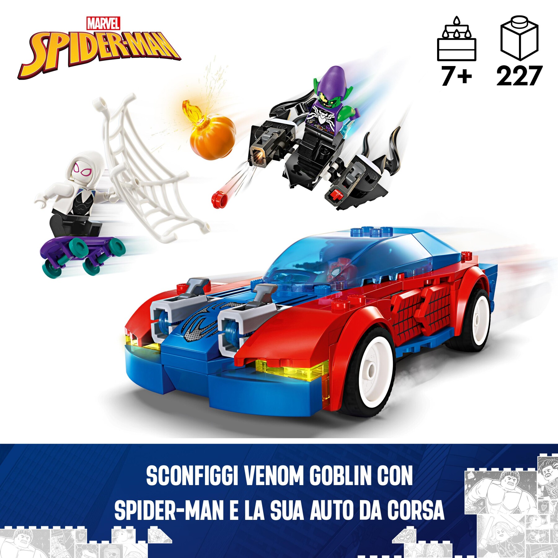 Lego marvel 76279 auto da corsa di spider-man e venom goblin, gioco per bambini di 7+ anni, veicoli giocattolo dei supereroi - LEGO SUPER HEROES, Avengers, Spiderman