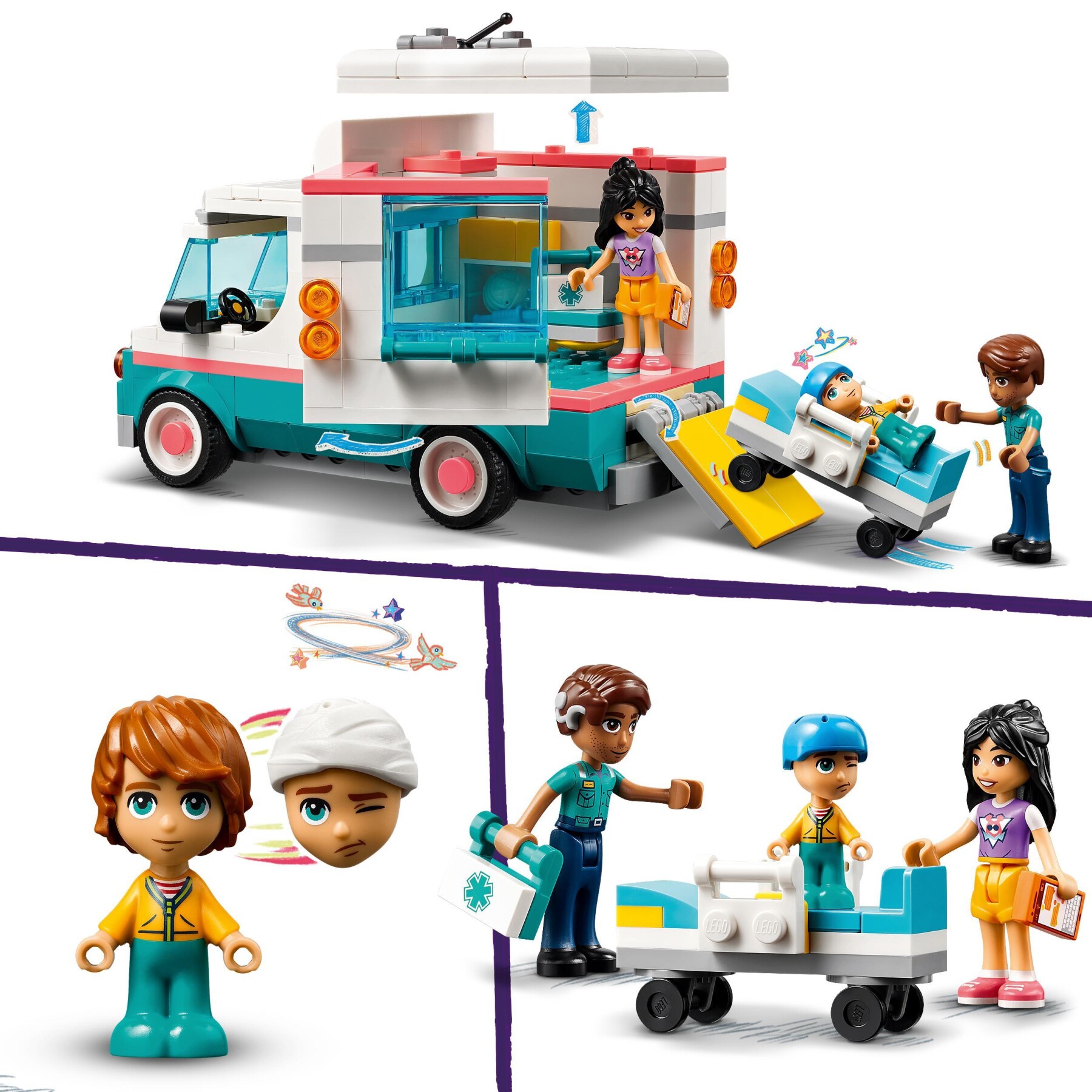 Lego friends 42613 ambulanza dell’ospedale di heartlake city, giochi per bambini 6+ con veicolo giocattolo e 3 mini bamboline - LEGO FRIENDS