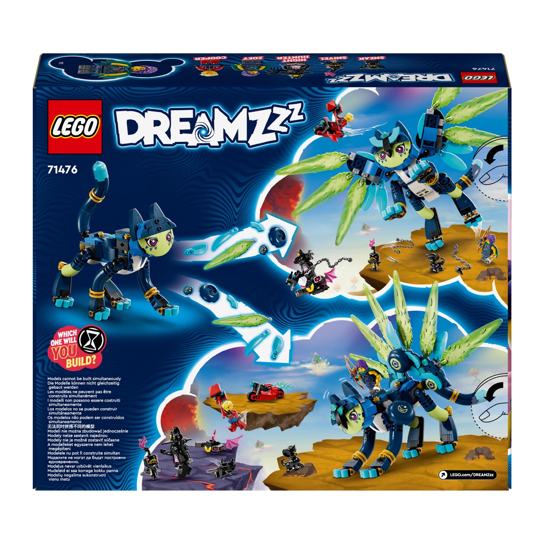 Lego dreamzzz 71476 zoey e zian, il gatto-gufo, set con animali giocattolo per bambini da 9 anni con 3 minifigure e una moto - LEGO DREAMZZZ