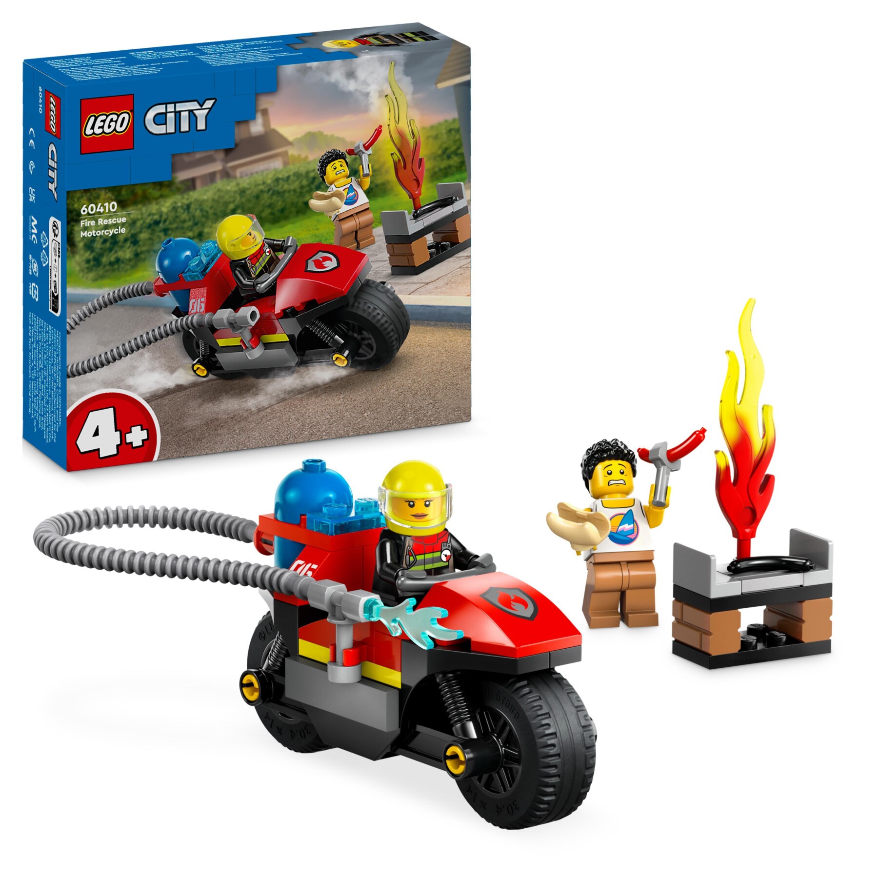 Lego city 60410 motocicletta dei pompieri da soccorso, giochi per bambini 4+ anni con moto giocattolo, 2 minifigure ed estintore - LEGO CITY