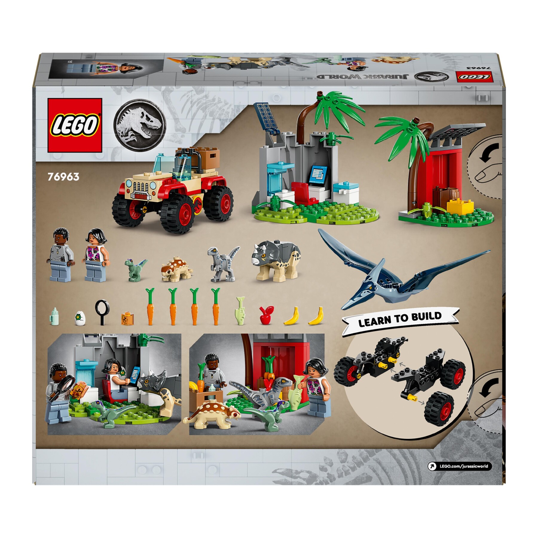 Lego jurassic world 76963 centro di soccorso dei baby dinosauri, giocattolo per bambini di 4+ anni, set con mini animali - Jurassic World, LEGO JURASSIC PARK/W