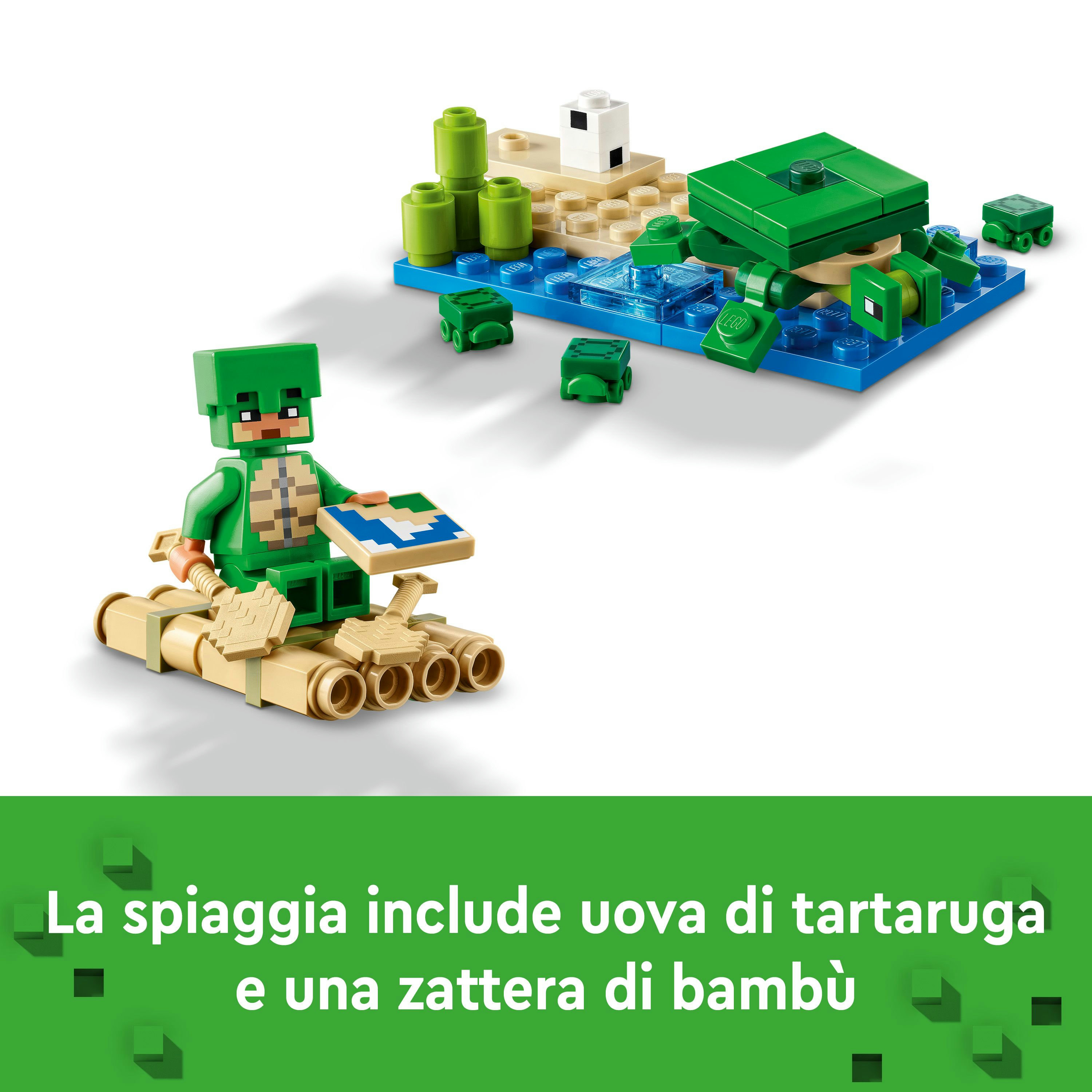Lego minecraft 21254 beach house della tartaruga, casa giocattolo da costruire per bambini di 8+ anni con personaggi e animali - MINECRAFT