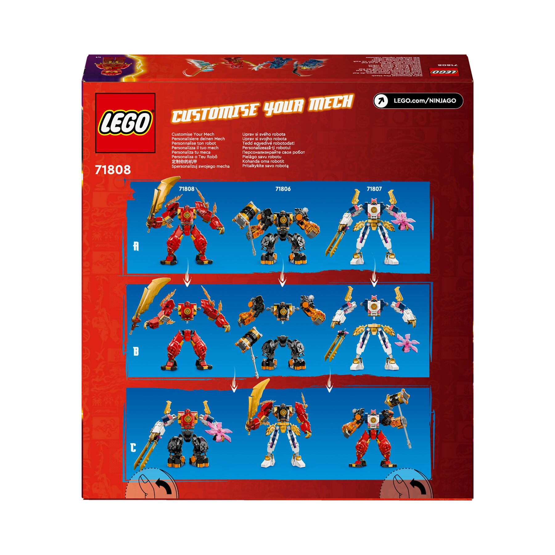 Lego ninjago 71808 mech elemento fuoco di kai, giochi per bambini di 7+ anni con 2 action figure da costruire e 4 minifigure - LEGO NINJAGO