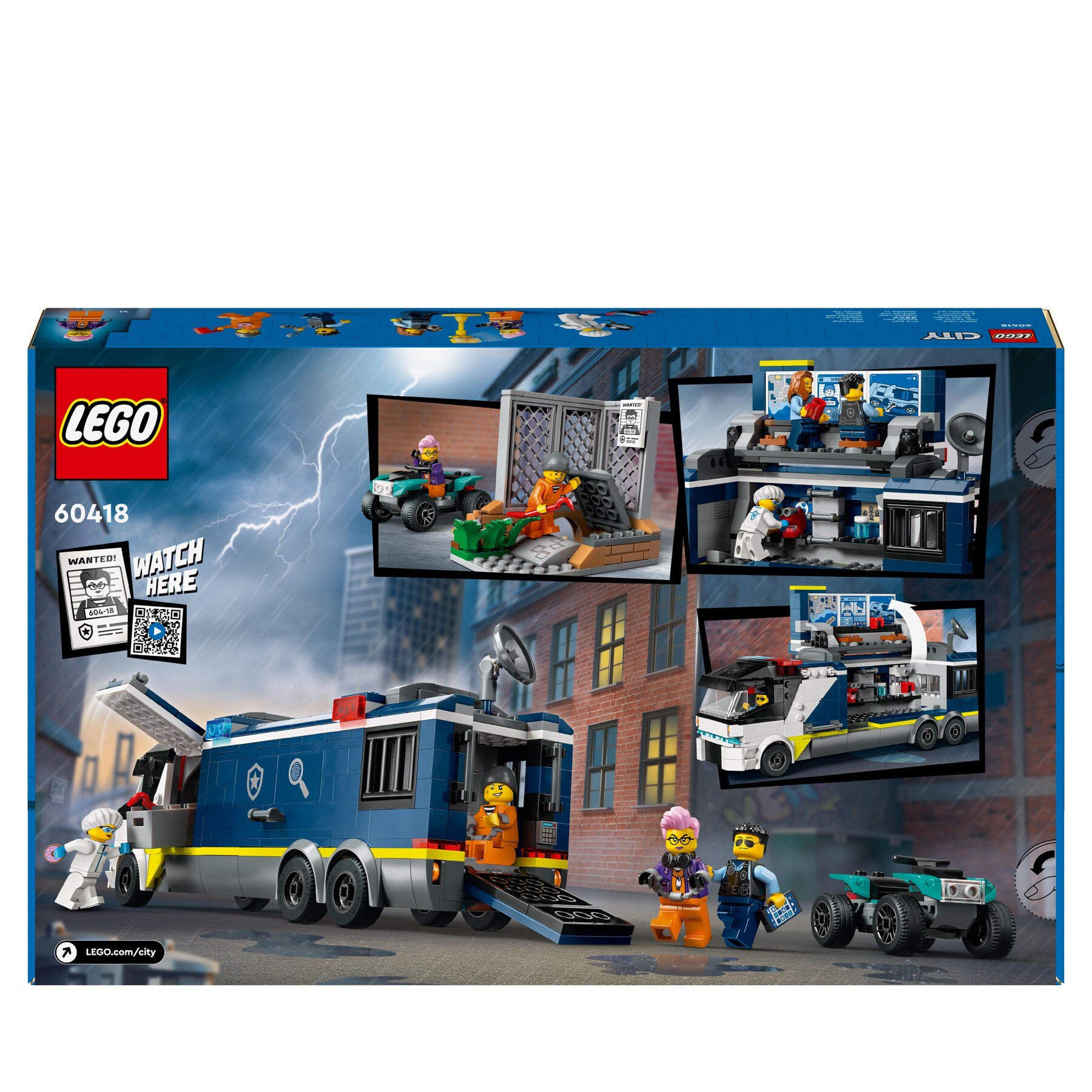 Lego city 60418 camion laboratorio mobile della polizia, giocattolo per bambini di 7+ anni con quad bike e 5 minifigure - LEGO CITY