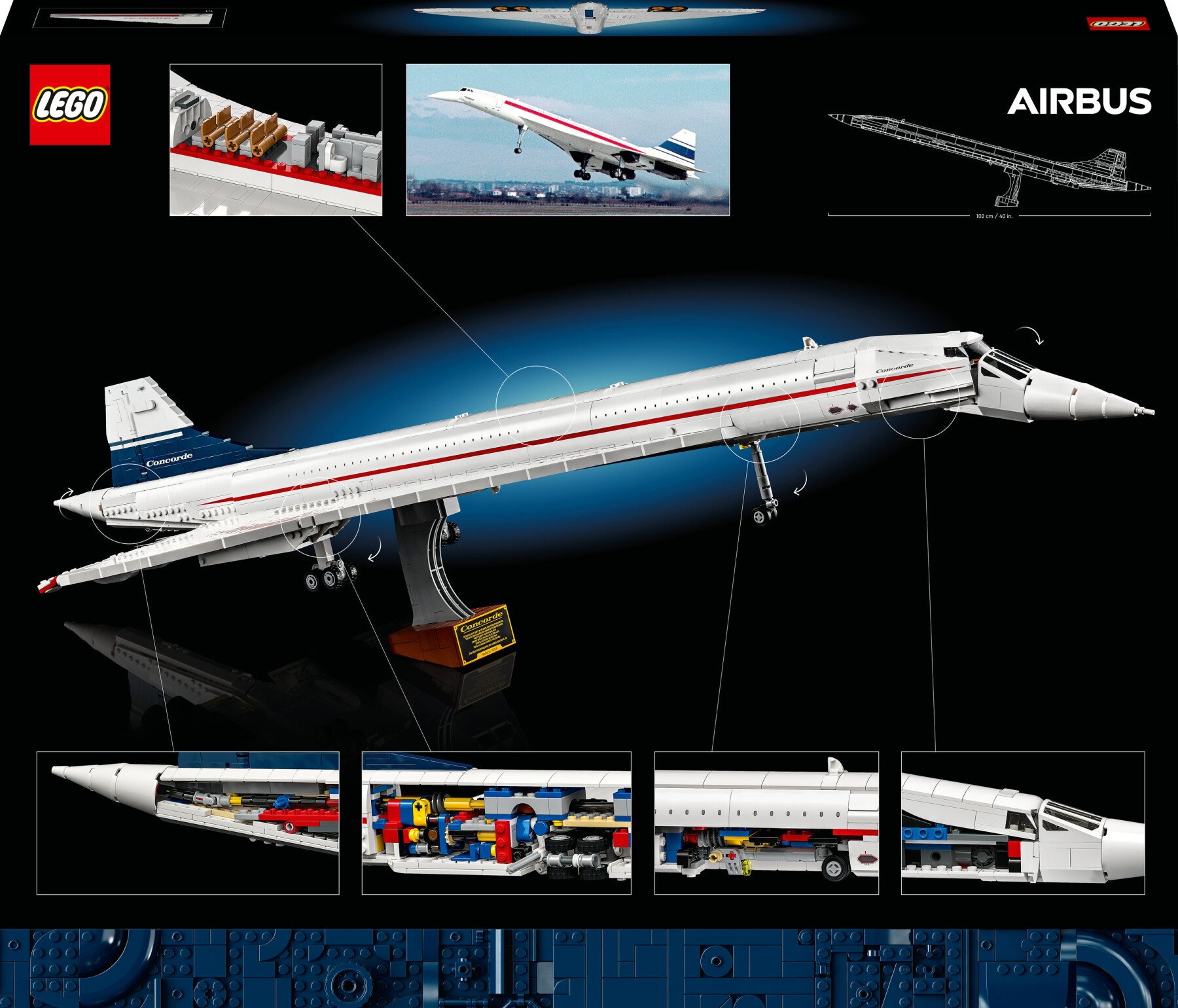 Lego icons 10318 concorde kit modellismo da costruire per adulti, iconico modellino di aereo passeggeri, regalo uomo o donna - Lego, LEGO ICONS