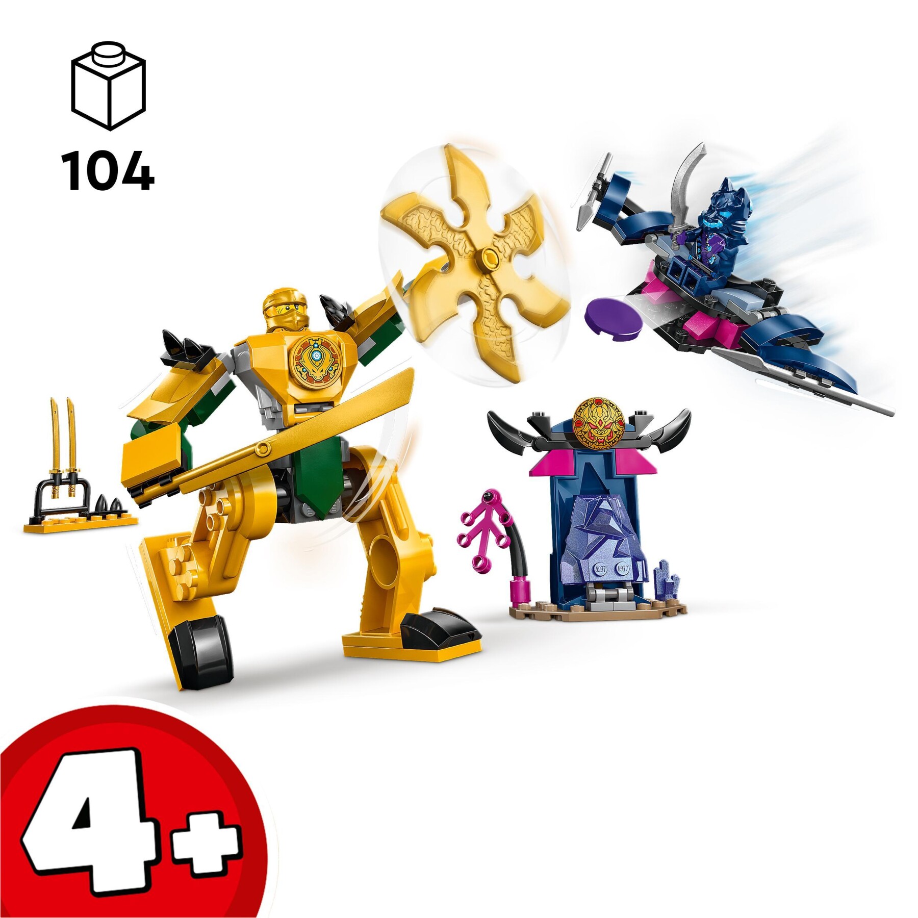 Lego ninjago 71804 mech da battaglia di arin, giochi per bambini 4+, action figure giocattolo da costruire con starter brick - LEGO NINJAGO