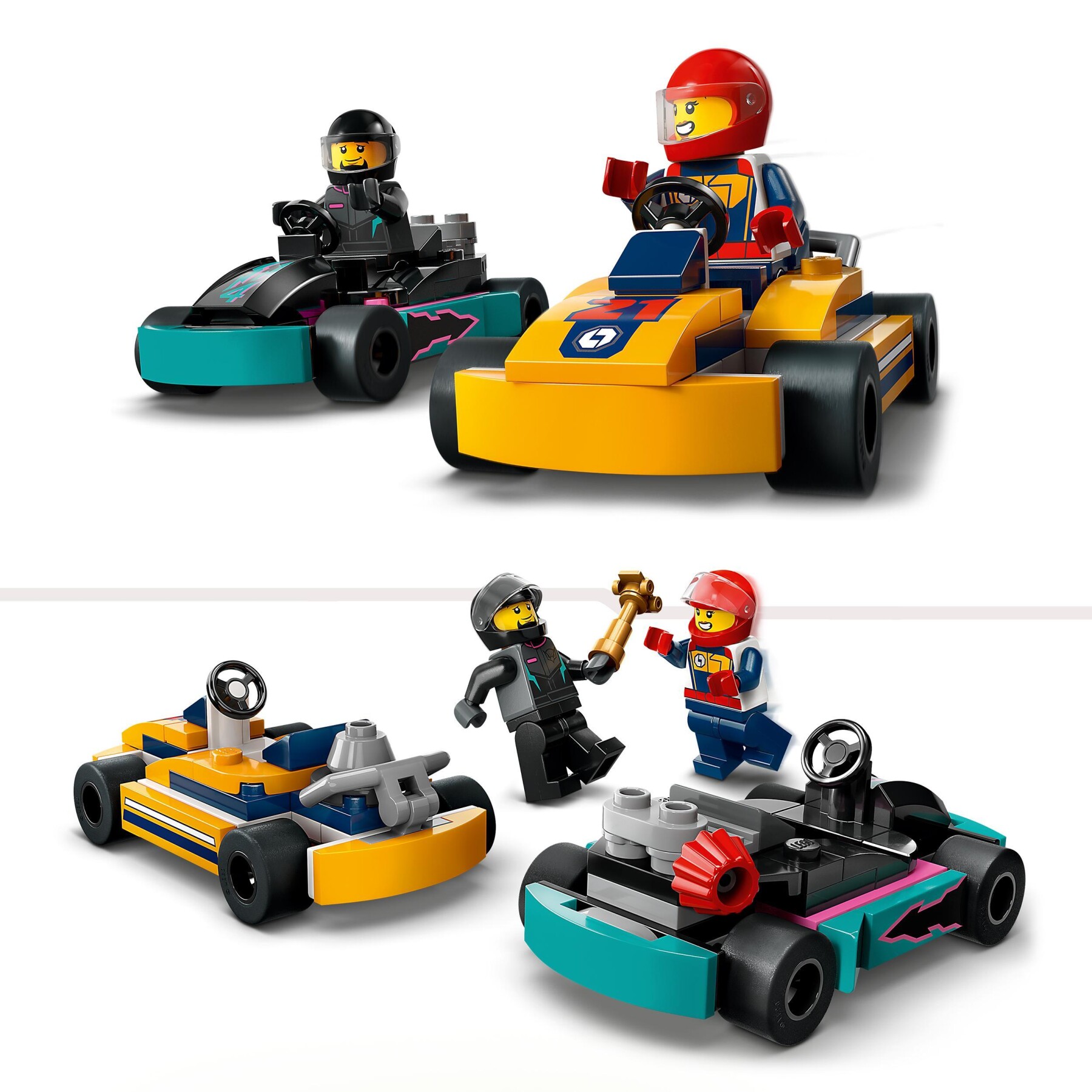 Lego city 60400 go-kart e piloti, modellini da costruire di mini go kart da corsa, veicoli giocattolo per bambini di 5+ anni - LEGO CITY