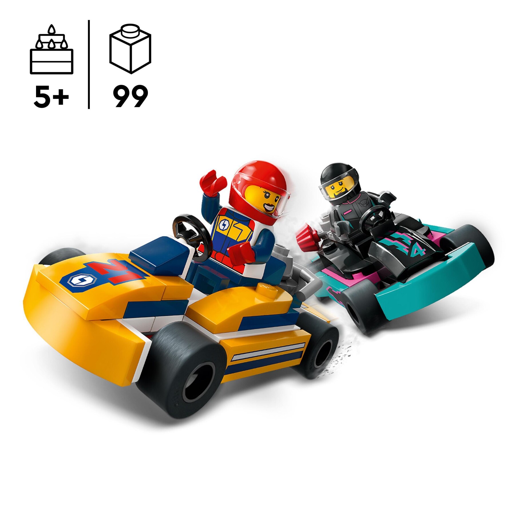 Lego city 60400 go-kart e piloti, modellini da costruire di mini go kart da corsa, veicoli giocattolo per bambini di 5+ anni - LEGO CITY