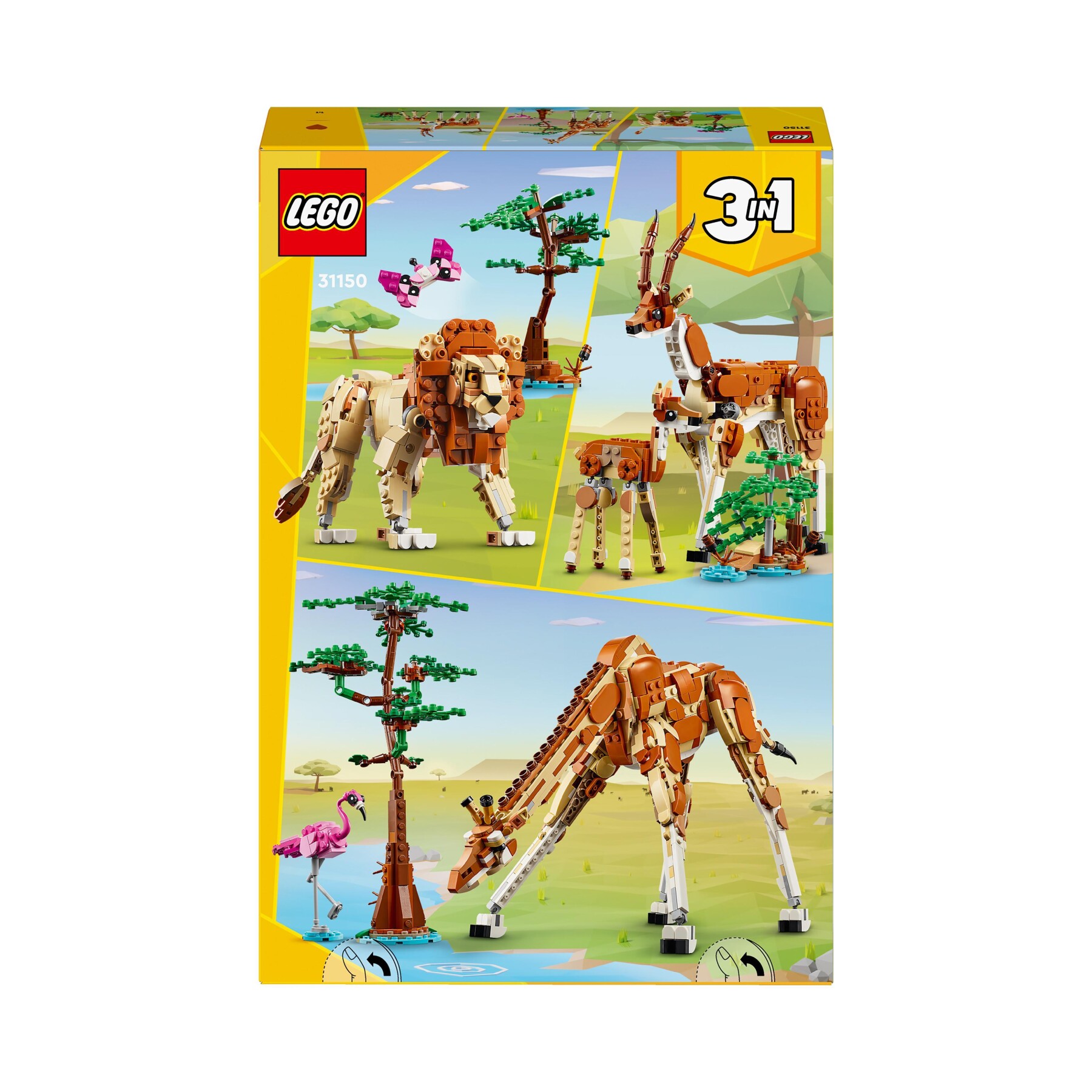Lego creator 31150 3in1 animali del safari, giocattolo trasformabile da giraffa in 2 gazzelle o leone , giochi per bambini 9+ - LEGO CREATOR