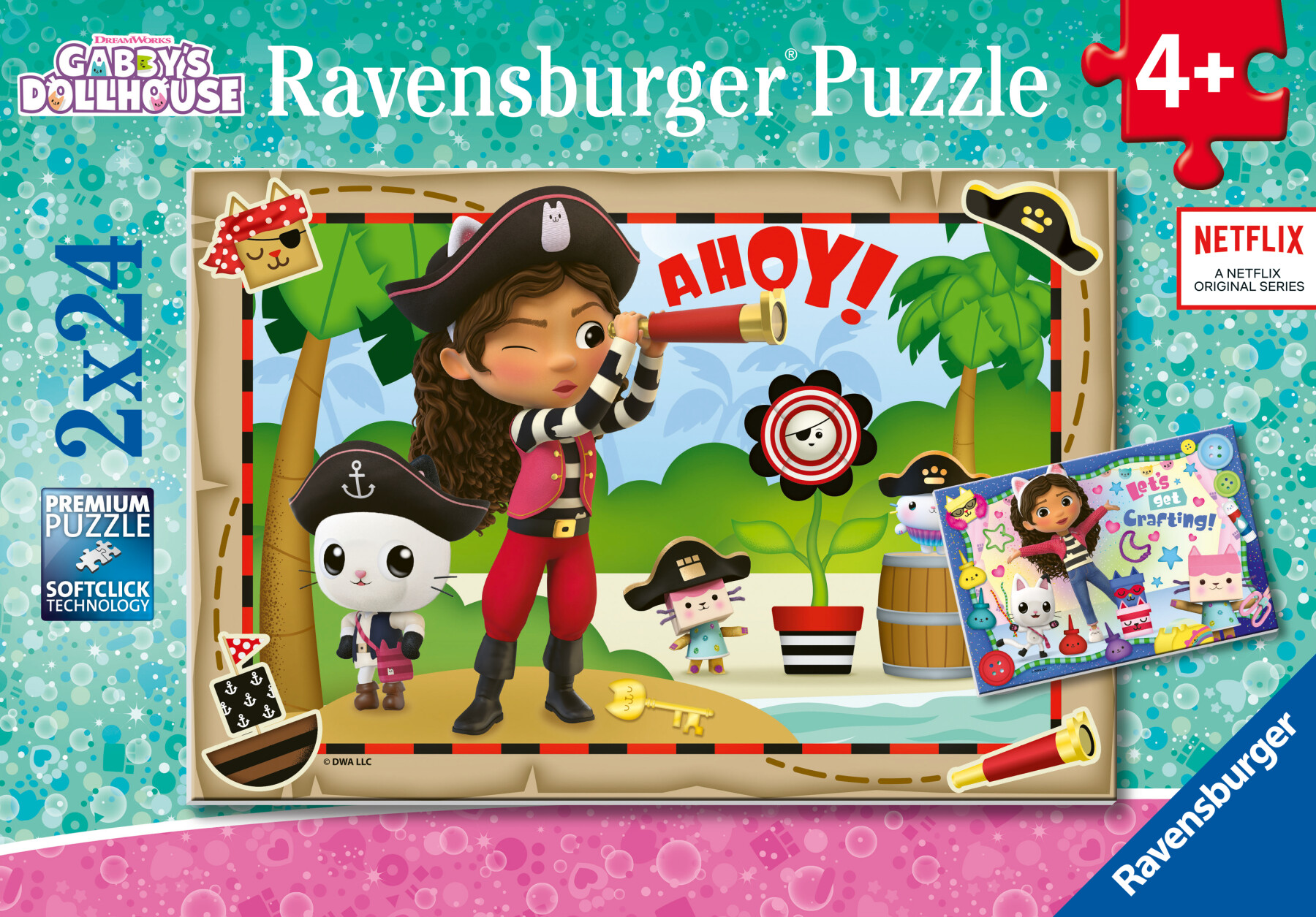 Ravensburger - puzzle gabby's dollhouse, collezione 2x24, 2 puzzle da 24 pezzi, età raccomandata 4+ anni - GABBY'S DOLLHOUSE, RAVENSBURGER
