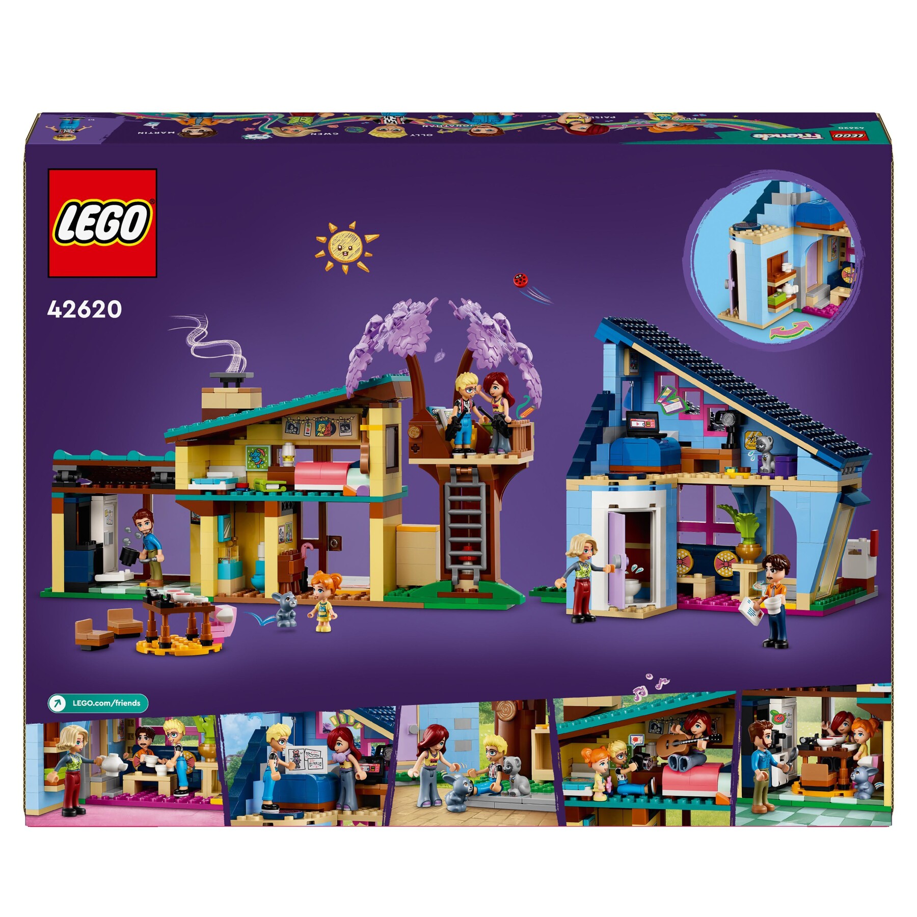 Lego friends 42620 le case di olly e paisley, giochi per bambini di 7+ anni con 2 case giocattolo da costruire e 6 personaggi - LEGO FRIENDS