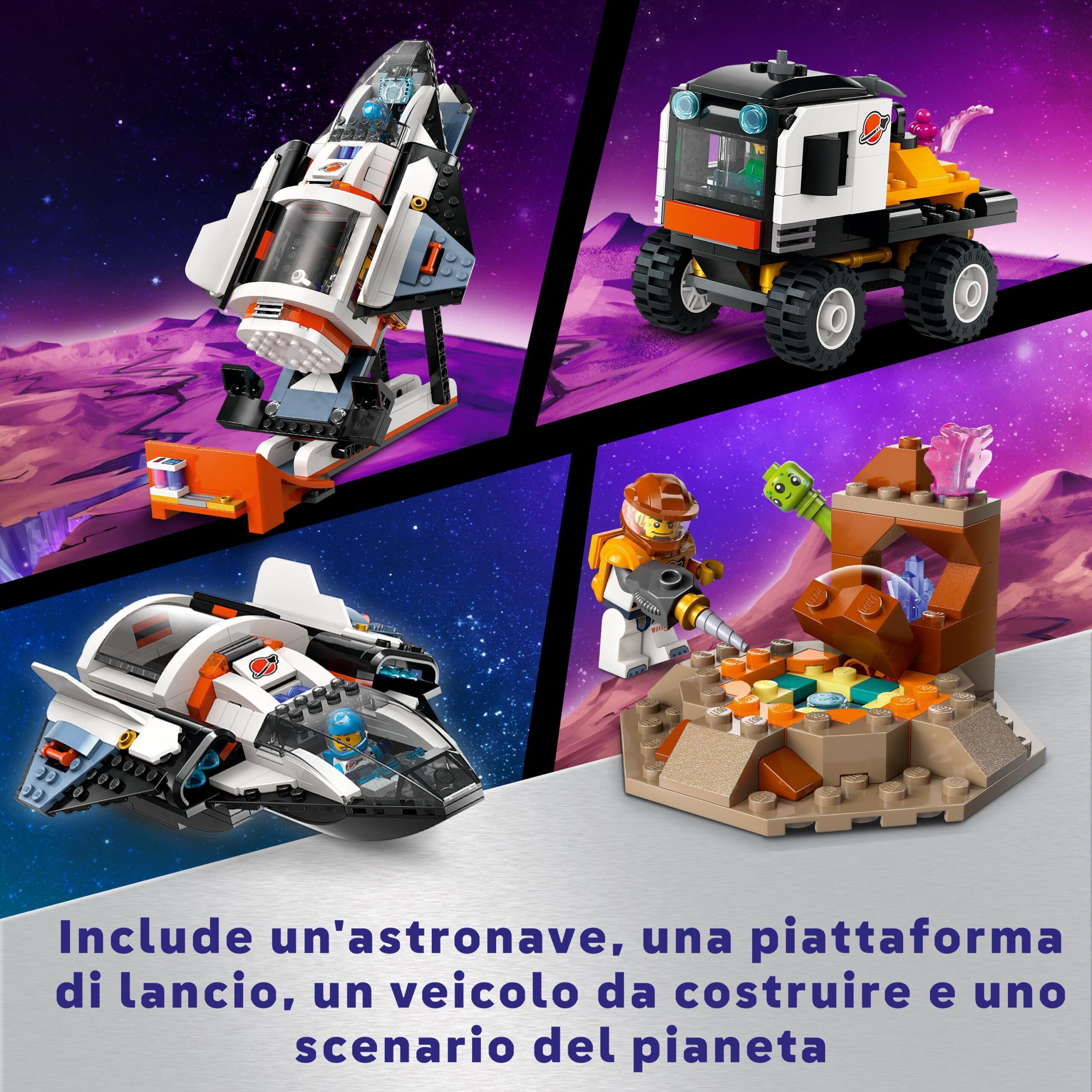 Lego city 60434 base spaziale e piattaforma di lancio, gioco per bambini 8+ con gru giocattolo, astronave, rover e 6 minifigure - LEGO CITY