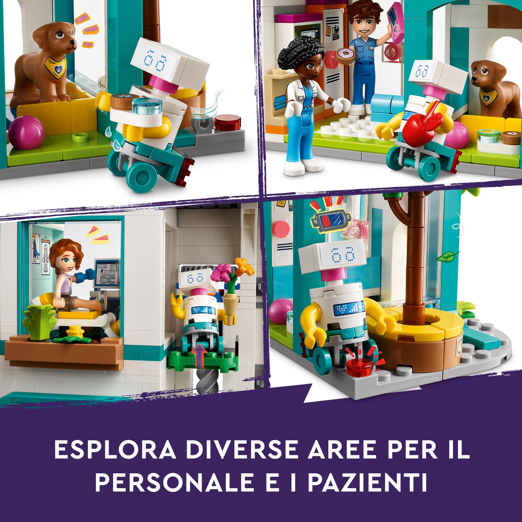 Lego friends 42621 ospedale di heartlake city, giochi educativi per bambini di 7+ con elicottero giocattolo e 5 mini bamboline - LEGO FRIENDS