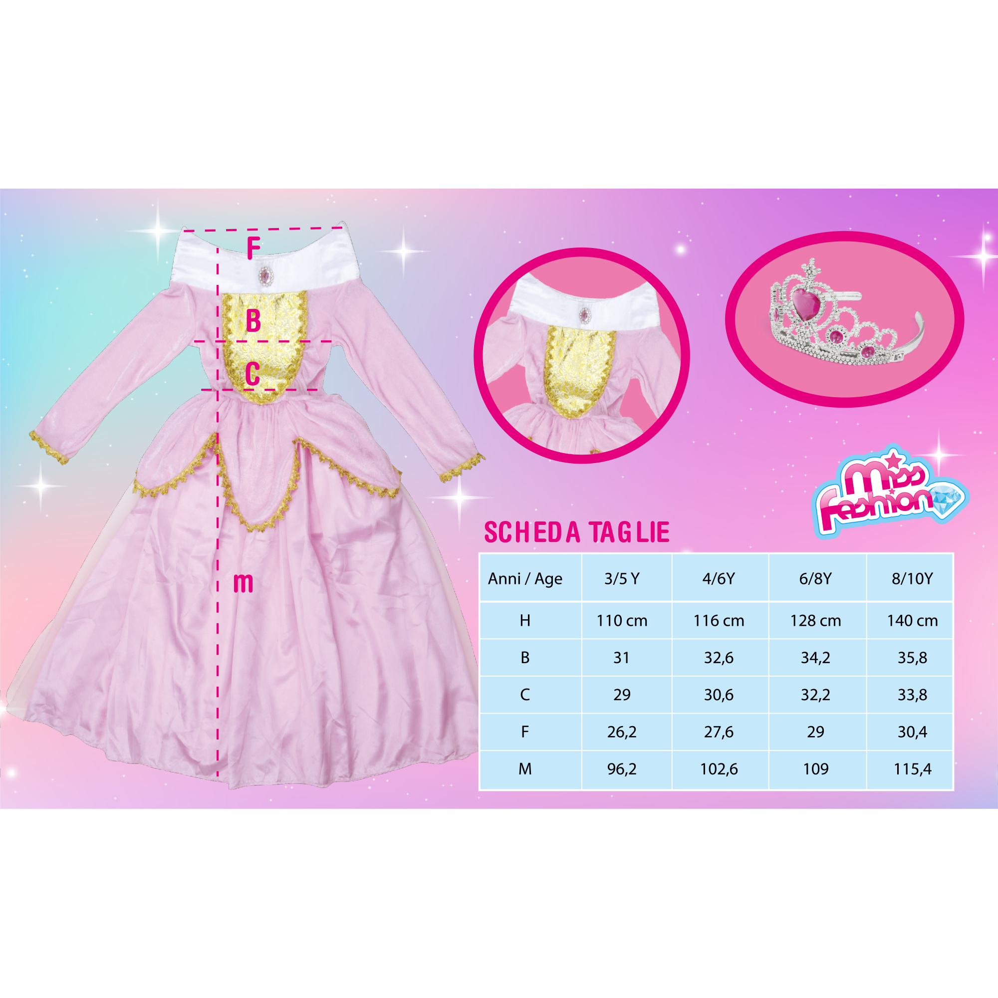 Costume da principessa delle fiabe disponibile in diverse taglie - FANCY WORLD