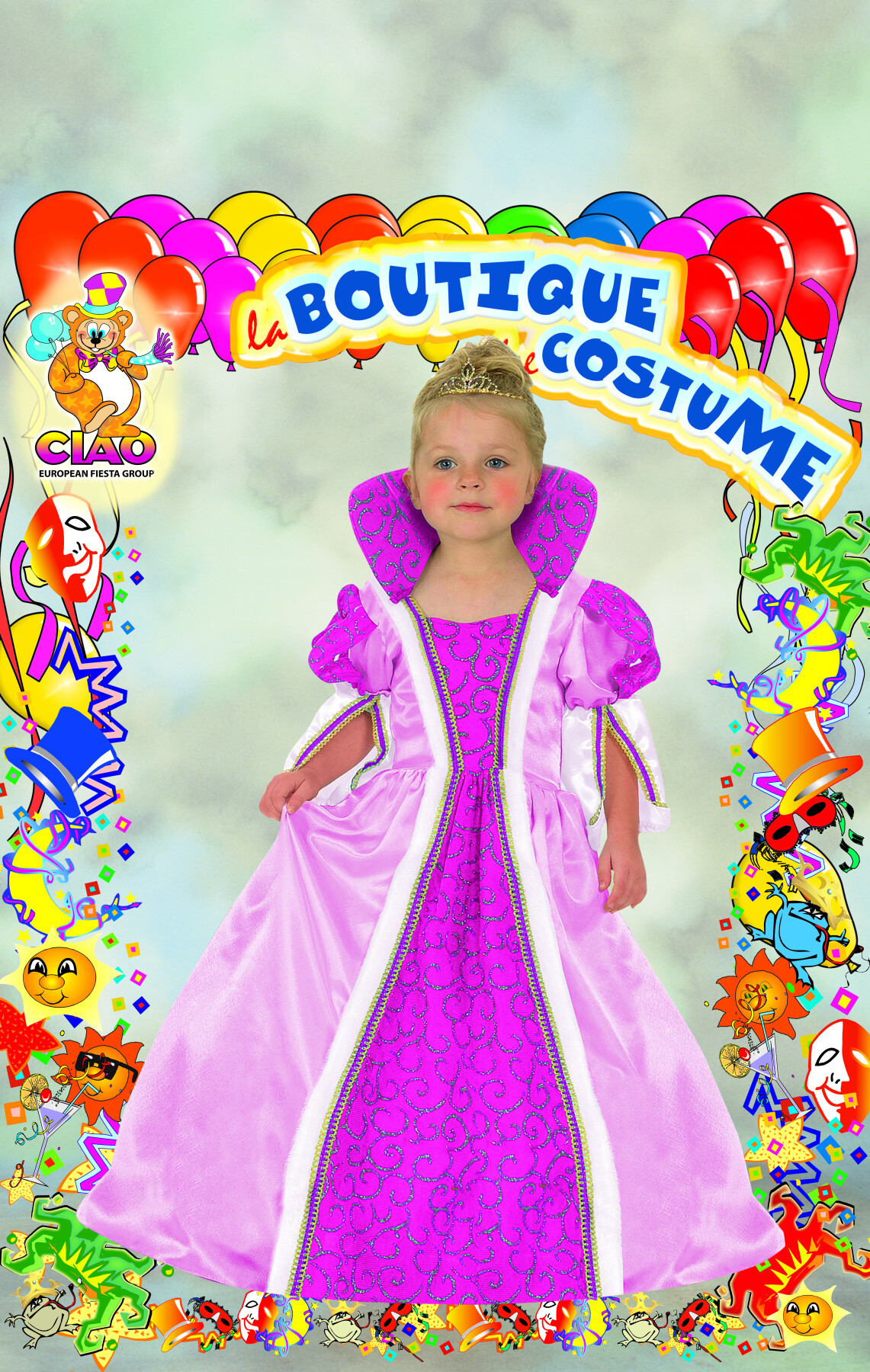 Bellissimo costume completo da “ principessina rosa e fuxia ” disponibile in diverse taglie - 