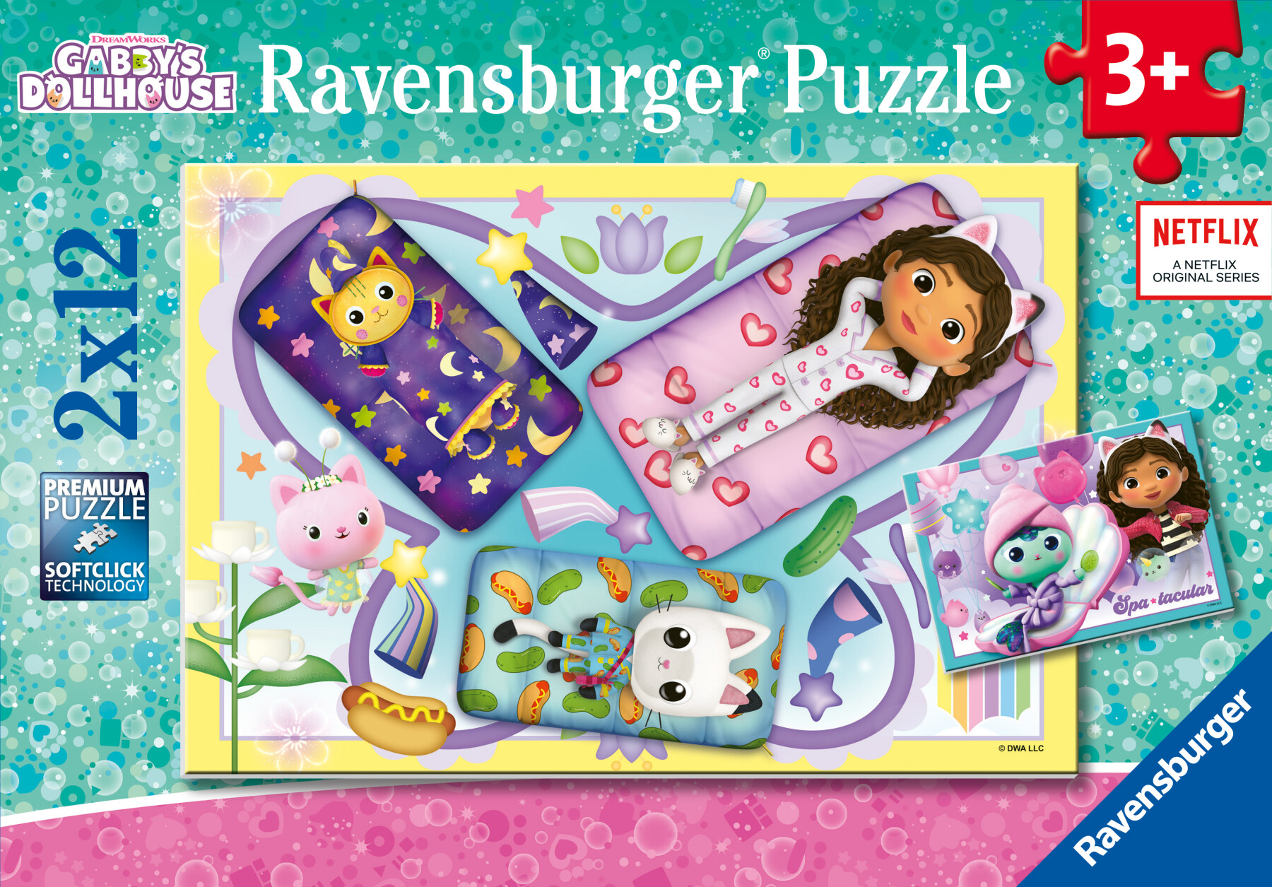 Ravensburger - puzzle gabby's dollhouse, collezione 2x12, 2 puzzle da 12 pezzi, età raccomandata 3+ anni - GABBY'S DOLLHOUSE, RAVENSBURGER