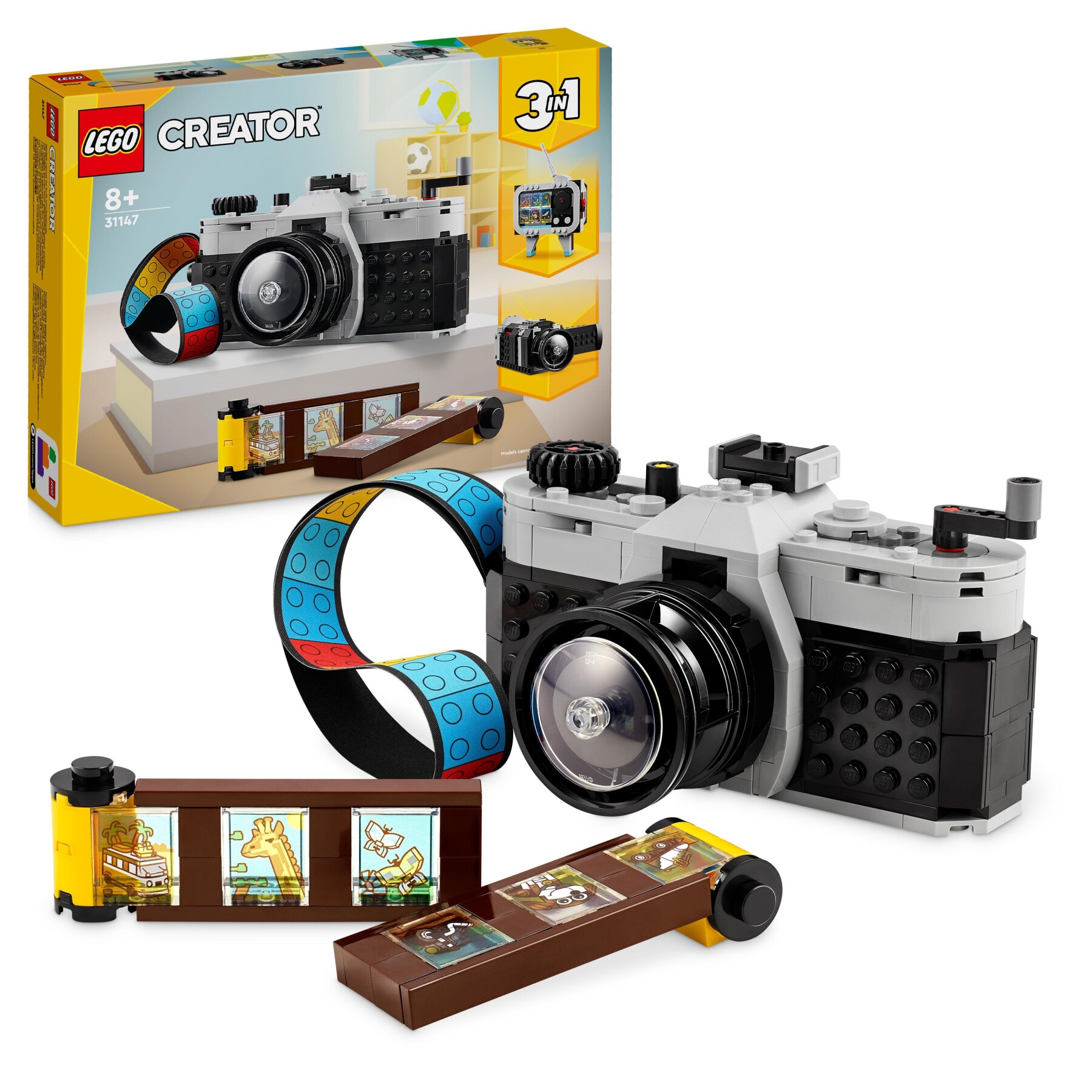 Lego creator 31147 3in1 fotocamera retro, giochi per bambini 8+ anni, macchina fotografica trasformabile in videcamera o tv - LEGO CREATOR