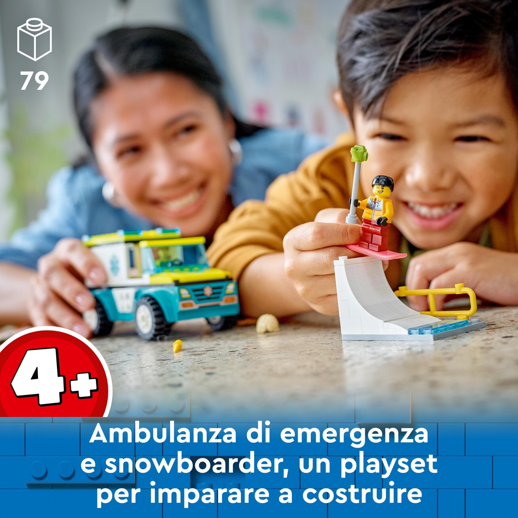 Lego city 60403 ambulanza di emergenza e snowboarder, veicolo giocattolo per il pronto soccorso, giochi per bambini 4+ anni - LEGO CITY