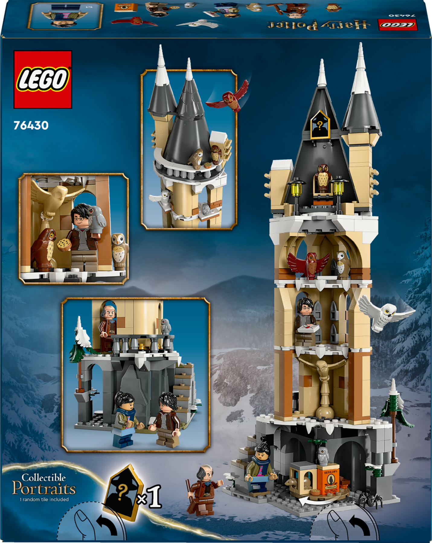 Lego harry potter 76430 guferia del castello di hogwarts, gioco per bambini di 8+ anni con 3 minifigure e 5 gufi giocattolo - Harry Potter, LEGO® Harry Potter™