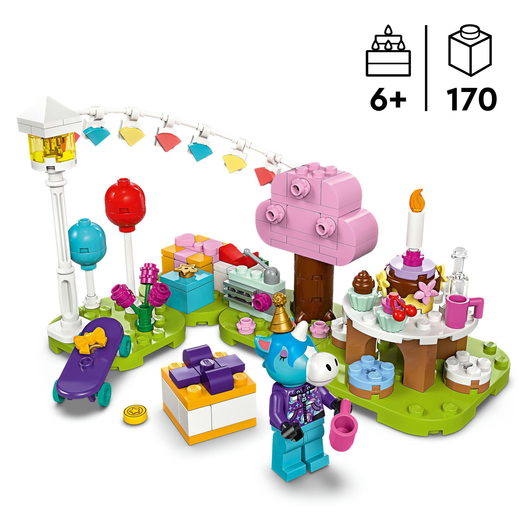 Lego animal crossing 77046 festa di compleanno di giuliano, giochi creativi per bambini 6+, minifigure di unicorno giocattolo - Lego Animal Crossing