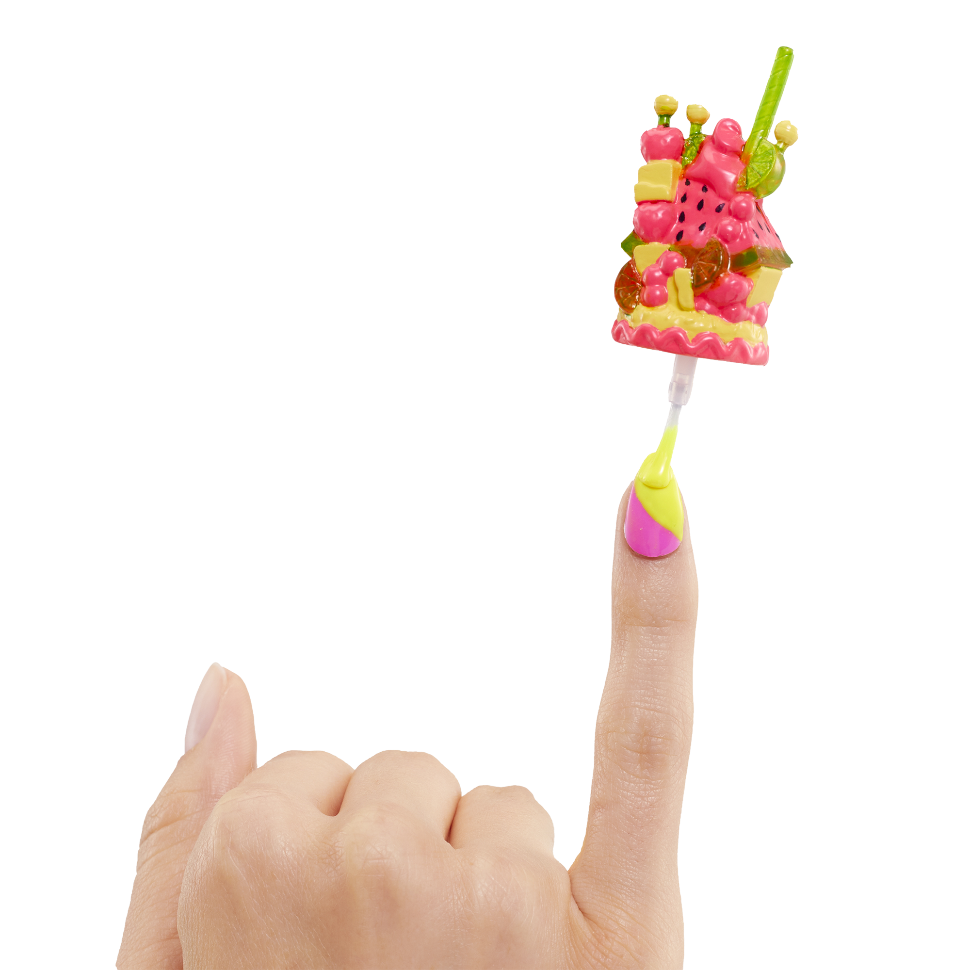 Lol surprise omg sweet nails: pinky pops fruit shop. include 15 sorprese tra cui veri smalti, unghie finte, sticker, glitter, 1 fashion doll e molto altro - LOL