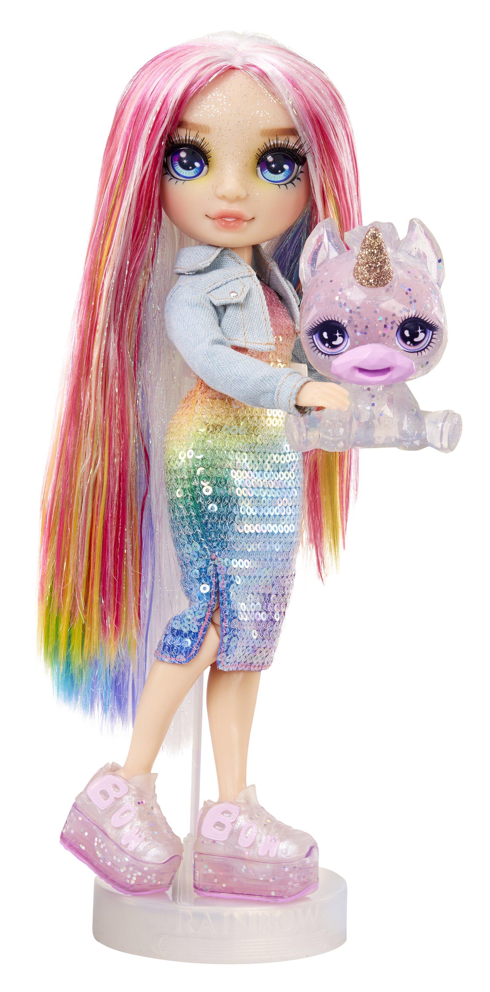 Rainbow high fashion doll con slime & cucciolo - amaya (arcobaleno) - bambola scintillante da 28 cm con slime, animale magico e accessori alla moda - Rainbow High