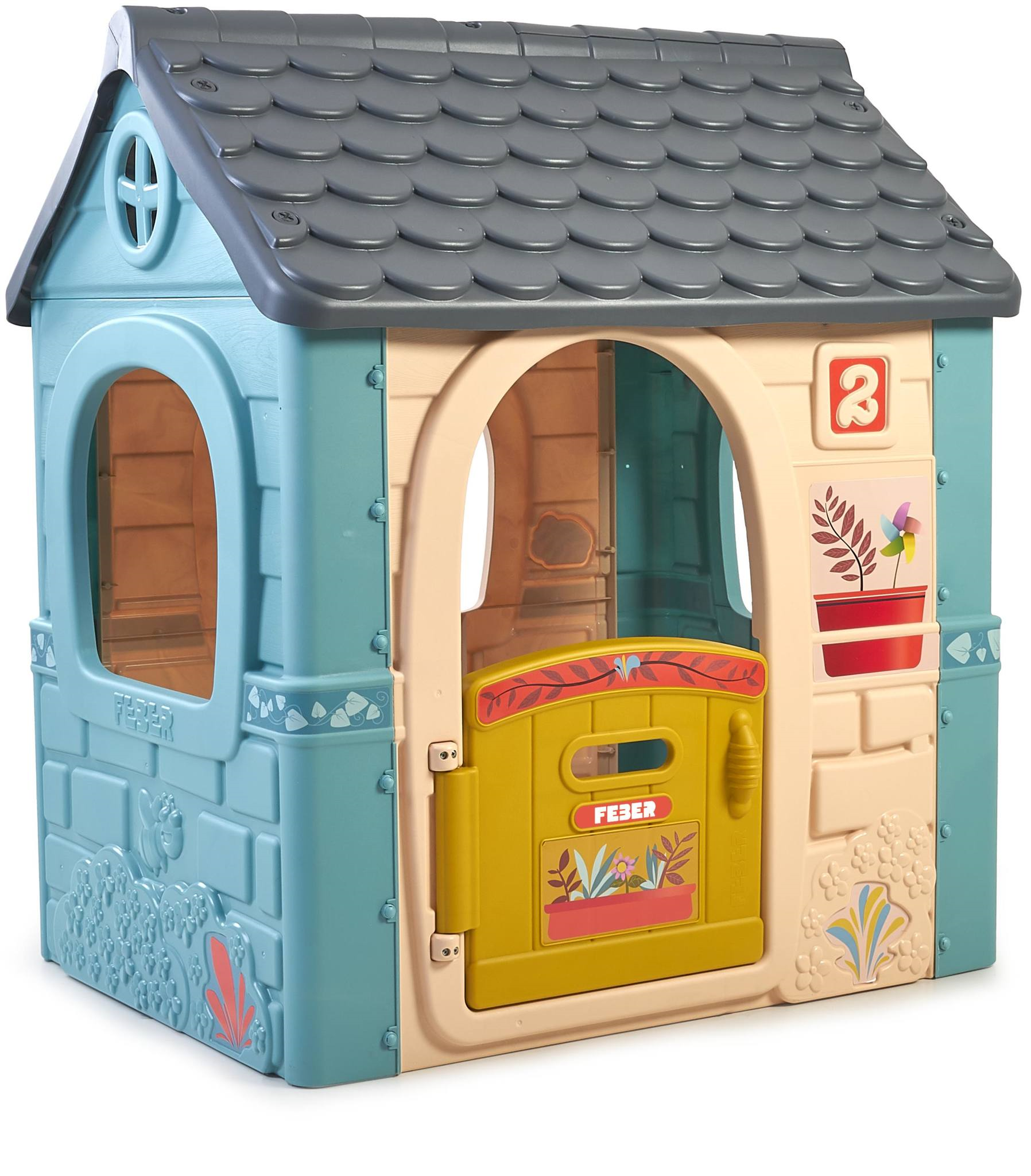 Feber casual house, casetta per bambini con porta apribile, colori pastello, per bambini/e dai 2 anni - FEBER