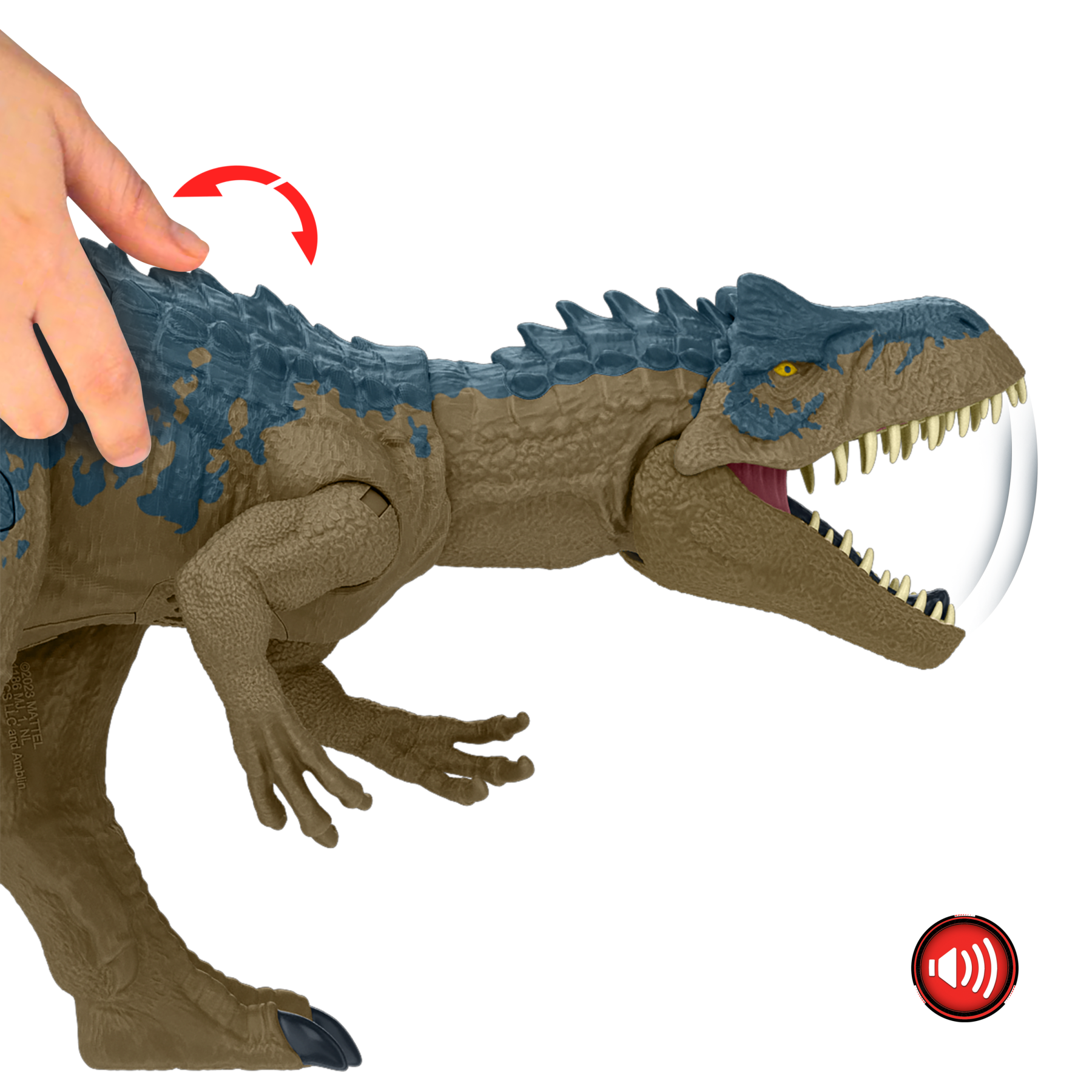 Jurassic world - allosauro furia selvaggia, dinosauro con aculei da combattimento e ruggito, azione d'attacco con il collo e morso attivabili con il pulsante - Jurassic World
