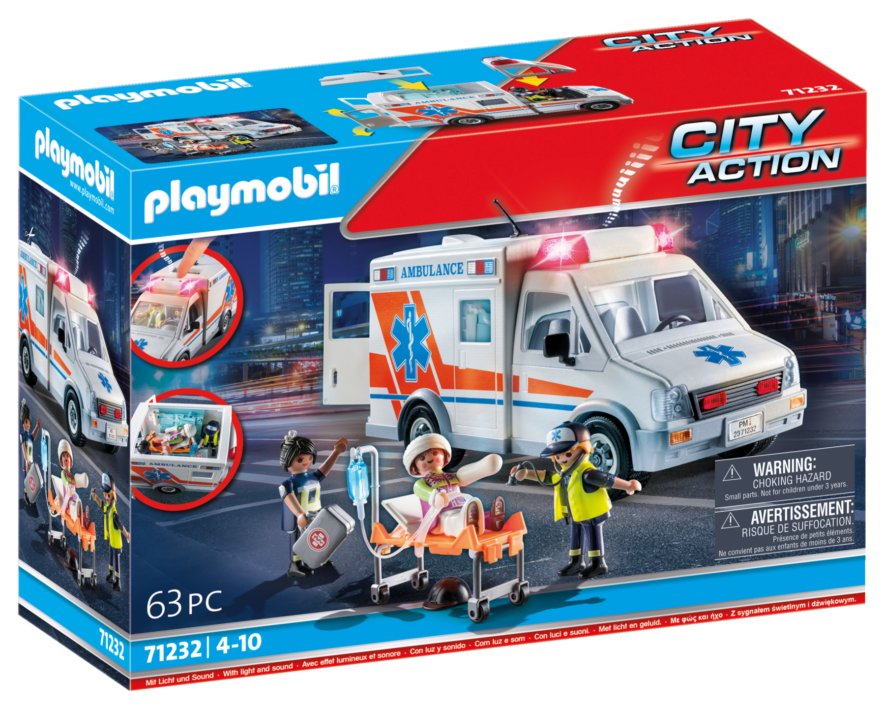 Playmobil 71232 ambulanza us con luci e suoni giocattolo per bambini dai 4 anni - Playmobil