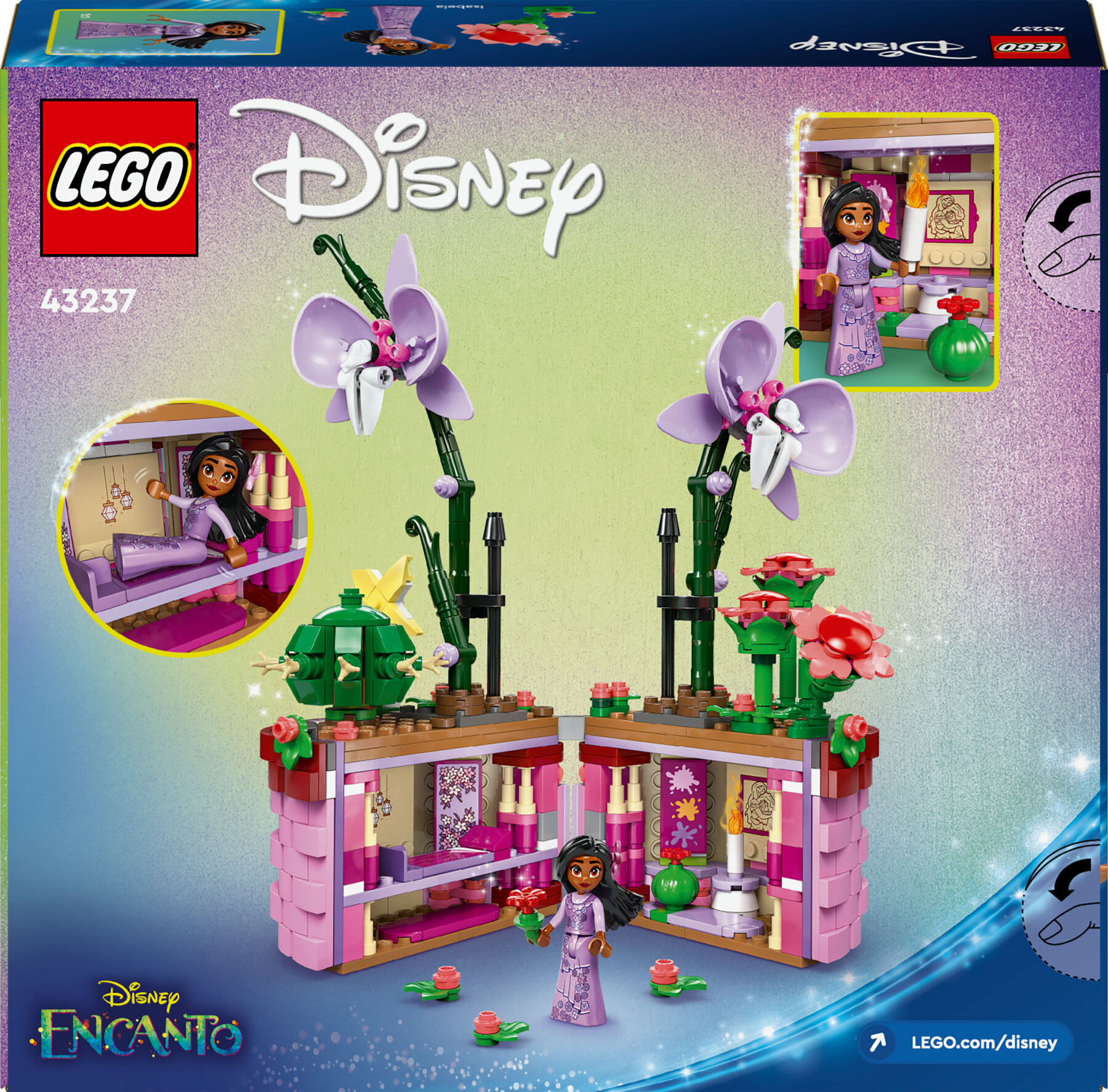 Lego disney 43237 vaso di fiori di isabela, giochi per bambini 9+ con mini bambolina e cesto apribile, regalo dal film encanto - DISNEY PRINCESS, LEGO DISNEY PRINCESS