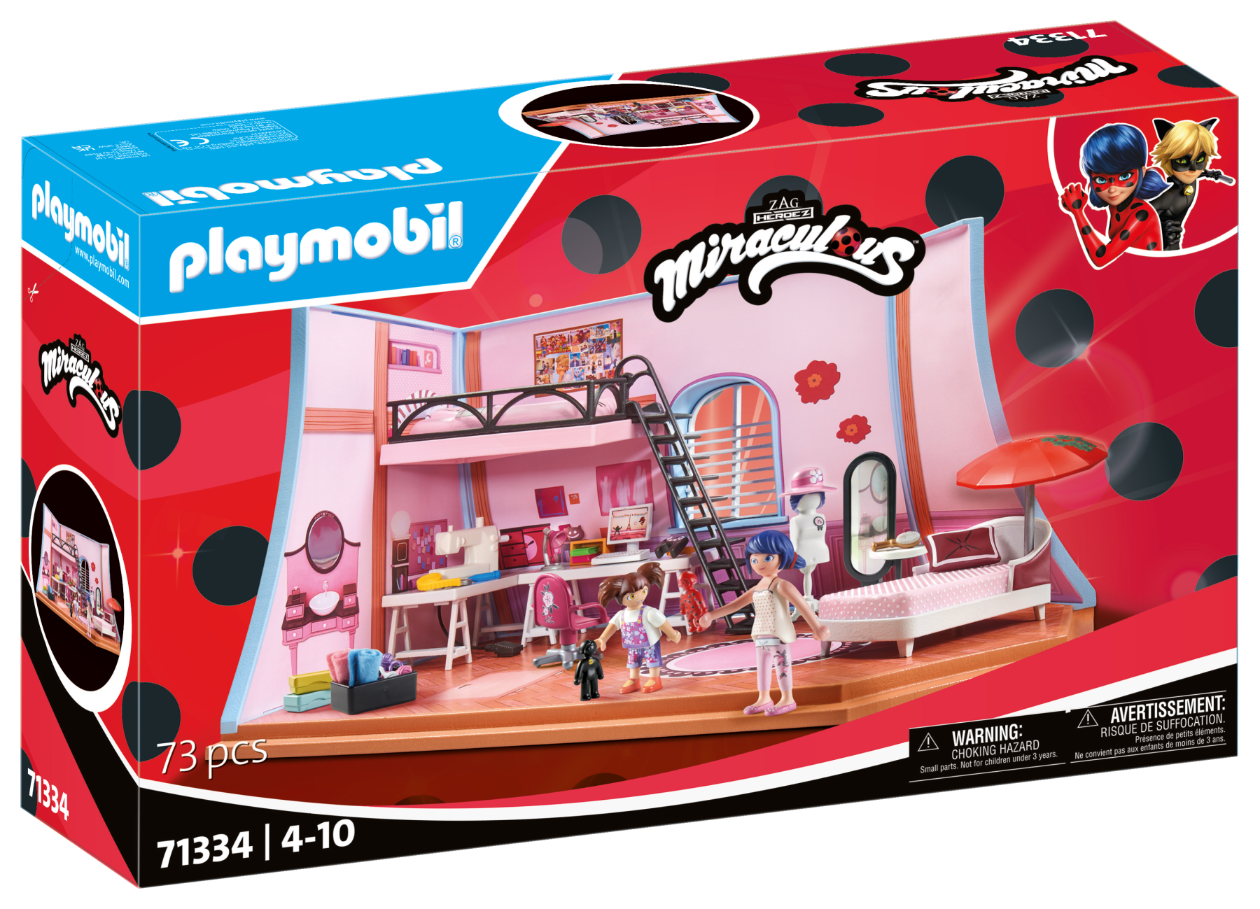 Playmobil miraculous 71134 la stanza di marinette per bambini dai 4 anni - Playmobil