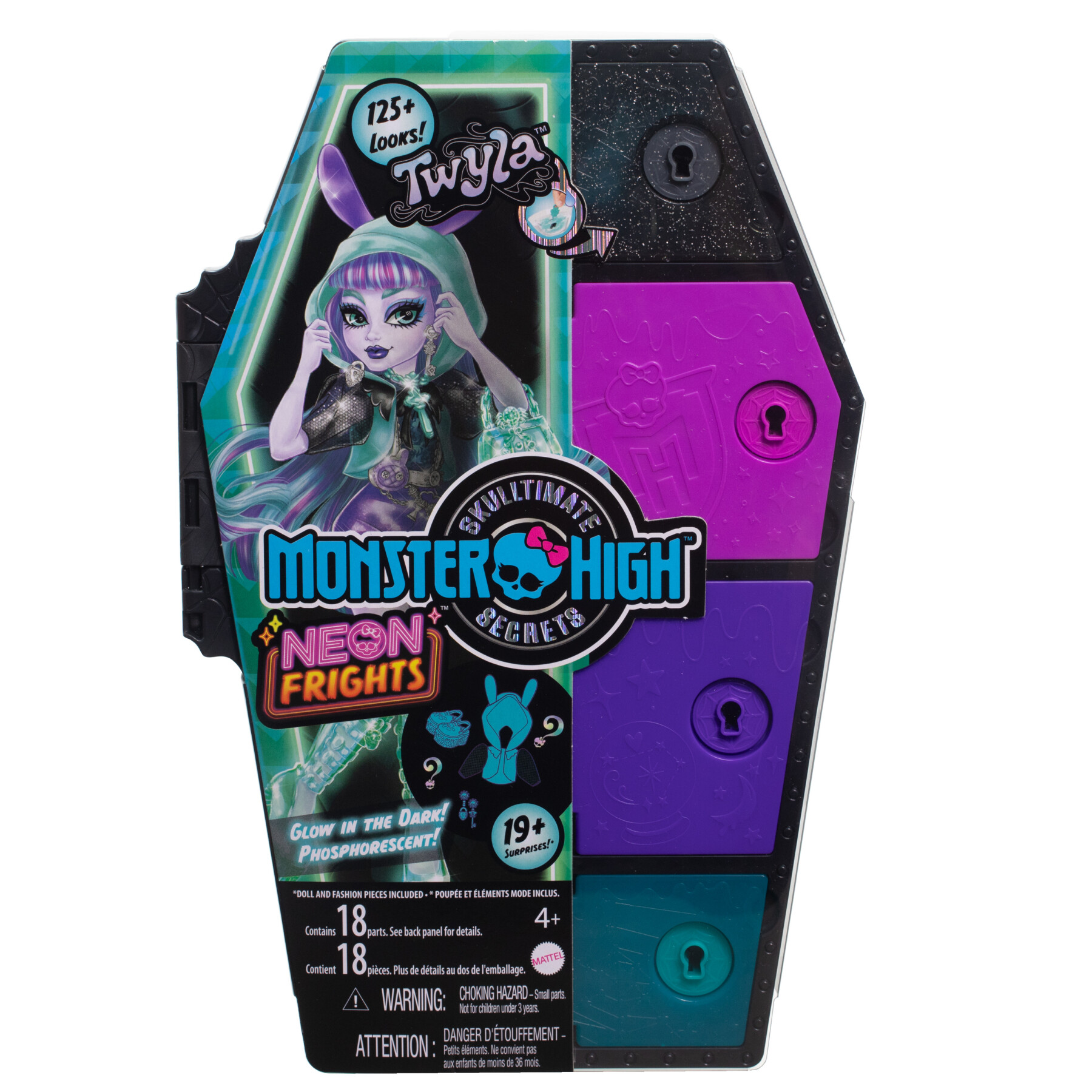 Monster high - segreti da brivido neon frights twyla, playset con bambola, abiti e armadietto per i look - Monster High