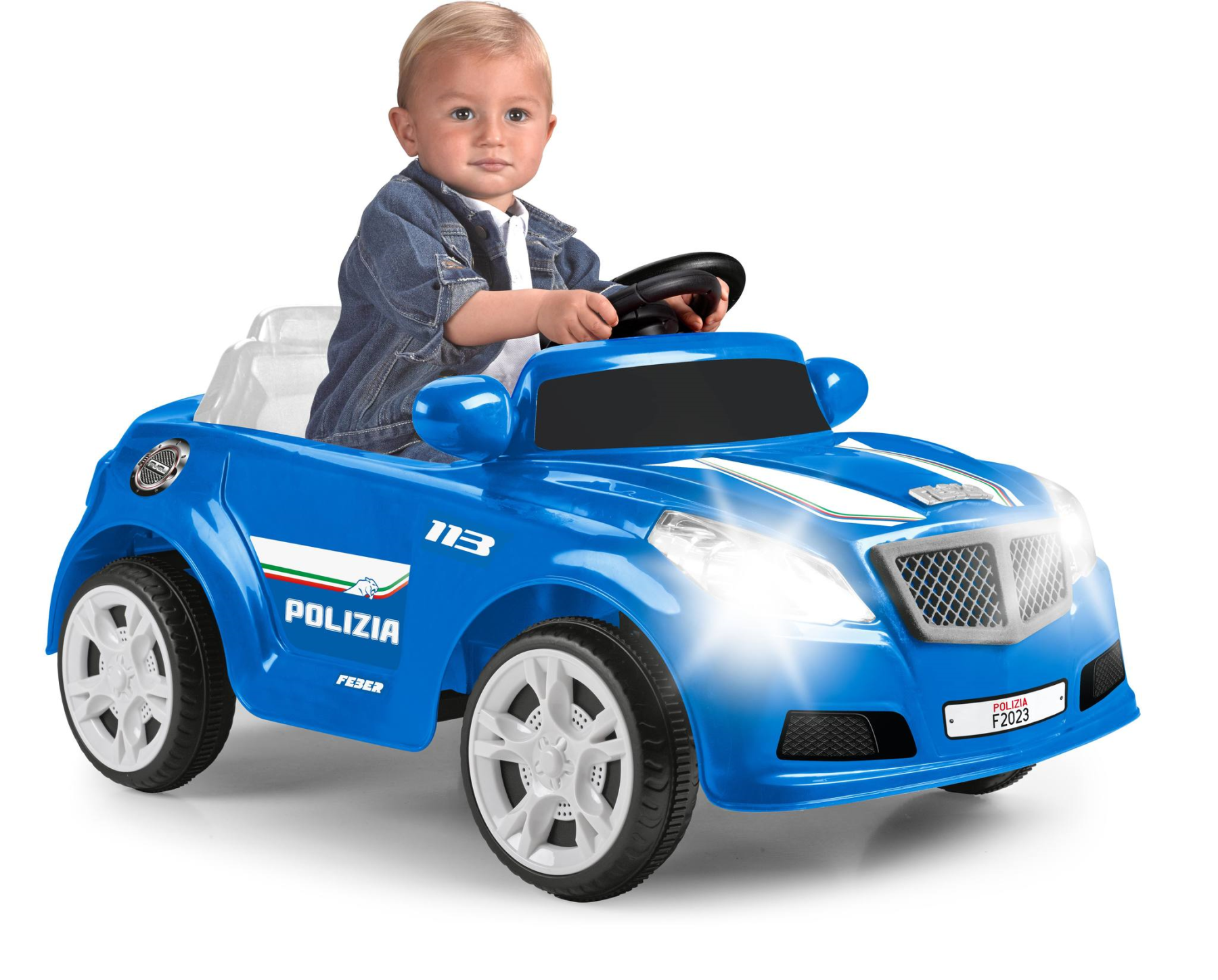 Polizia di stato twinkle car, auto elettrica polizia di stato con radiocomando e luci; per bambini/e dai 3 anni - FEBER