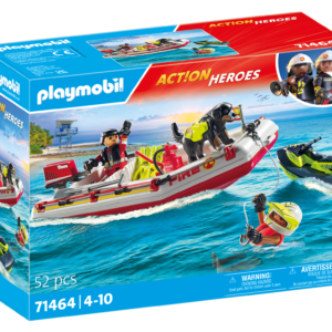 Playmobil 71464 gommone dei pompieri e acquascooter per bambini dai 4 anni - Playmobil