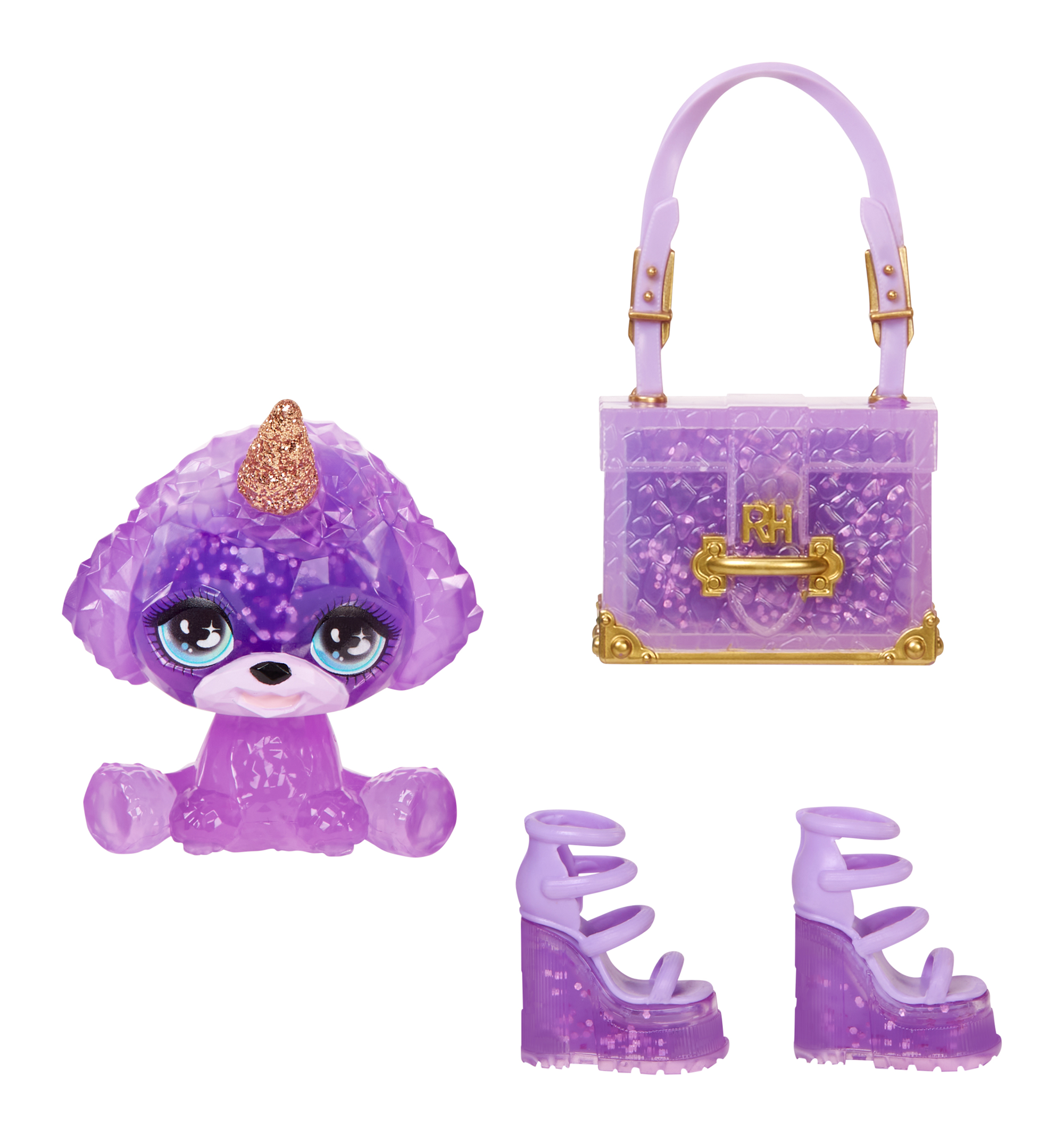 Rainbow high fashion doll con slime & cucciolo – violet (viola) - bambola scintillante da 28 cm con slime, animale magico e accessori alla moda - Rainbow High