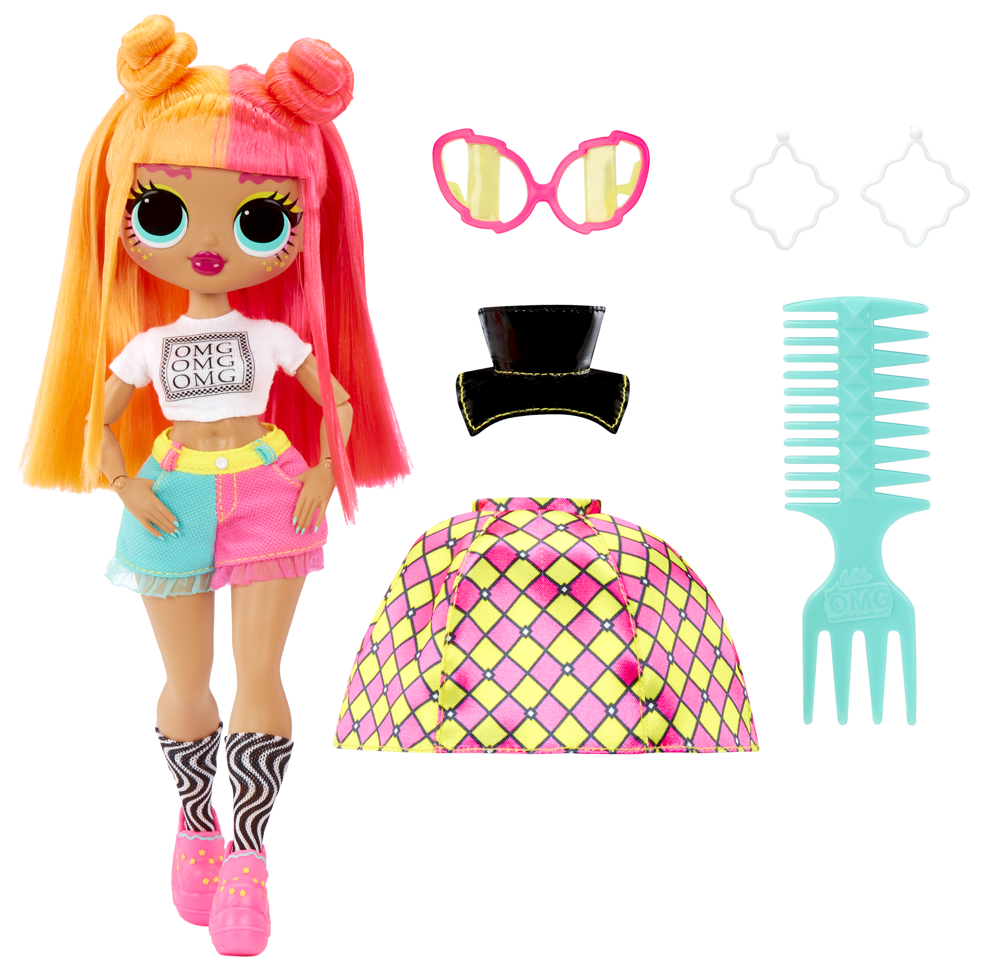 Lol surprise bambola omg fashion - neonlicious - con molteplici sorprese, tra cui abiti trasformabili e accessori favolosi - LOL