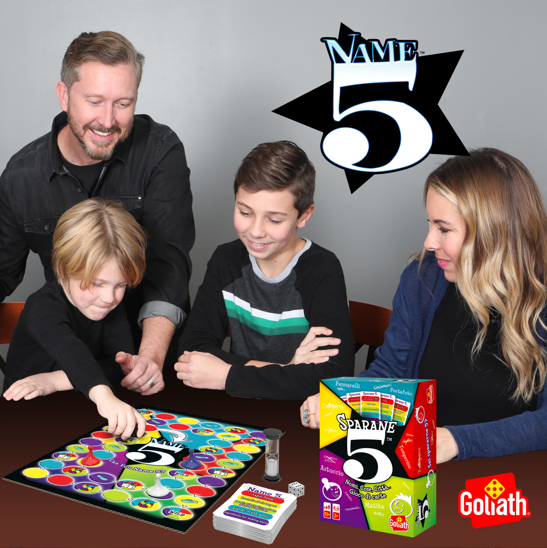 Goliath sparane 5, name 5, gioco di societa', gioco di carte e domande per la famiglia, dai dodici anni in su, divertente e multicolore - 