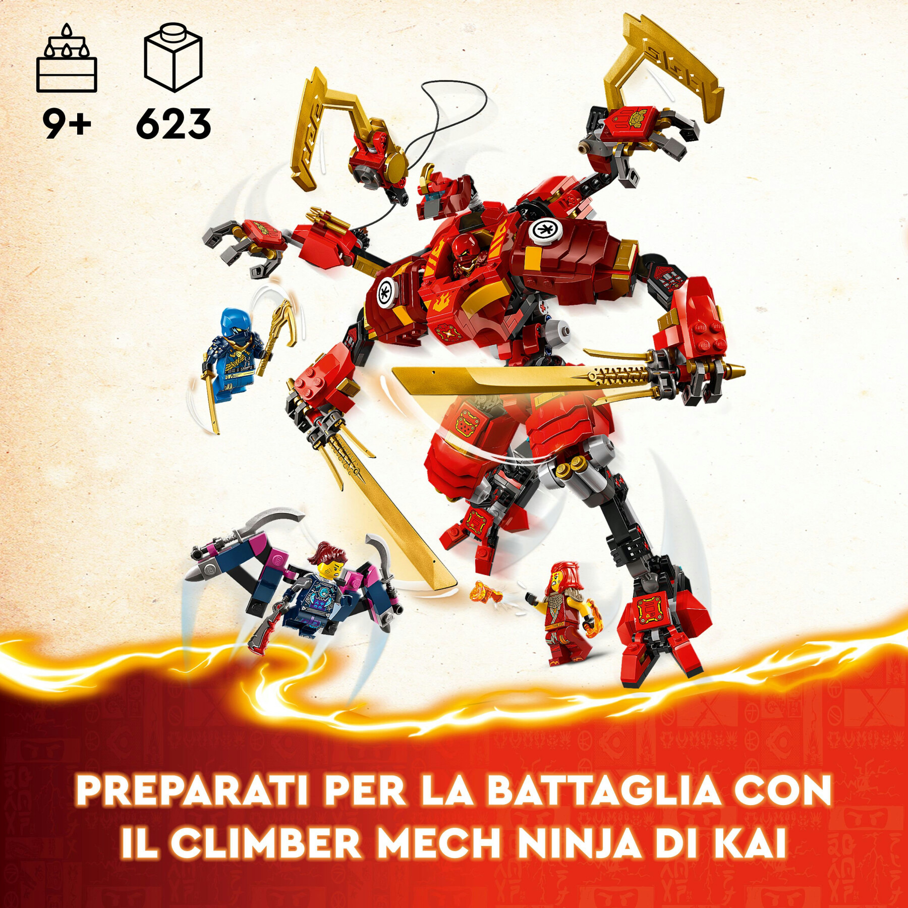 Lego ninjago 71812 climber mech ninja di kai, giochi per bambini 9+ anni con guerriero giocattolo da costruire e 4 minifigure - LEGO NINJAGO