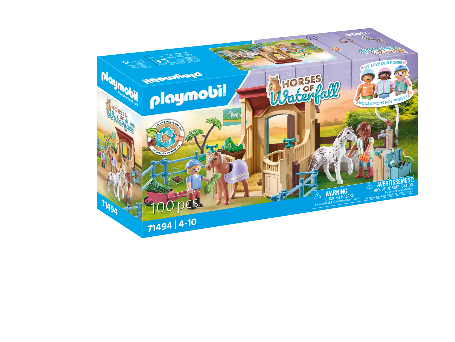 Playmobil horse of waterfall 71494 scuderia con recinto per bambini dai 4 anni - Playmobil