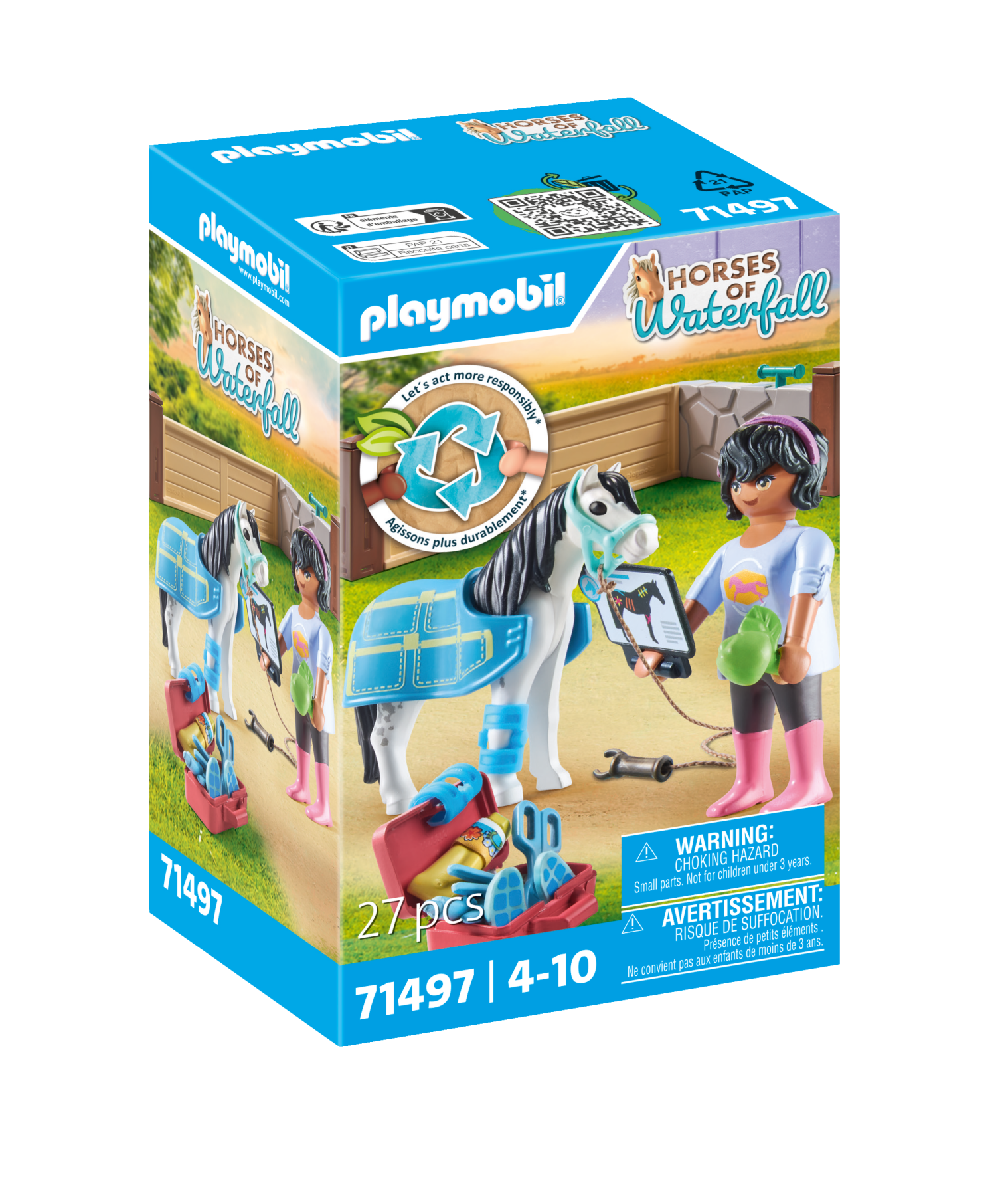 Playmobil horse of waterfall 71497  veterinaria dei cavalli per bambini dai 4 anni - Playmobil