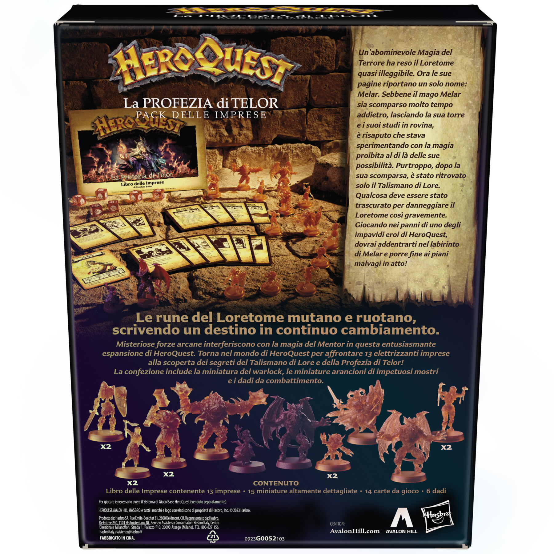 Avalon hill, heroquest, la profezia di telor, pack delle imprese, richiede il sistema di gioco base heroquest per poter giocare - 