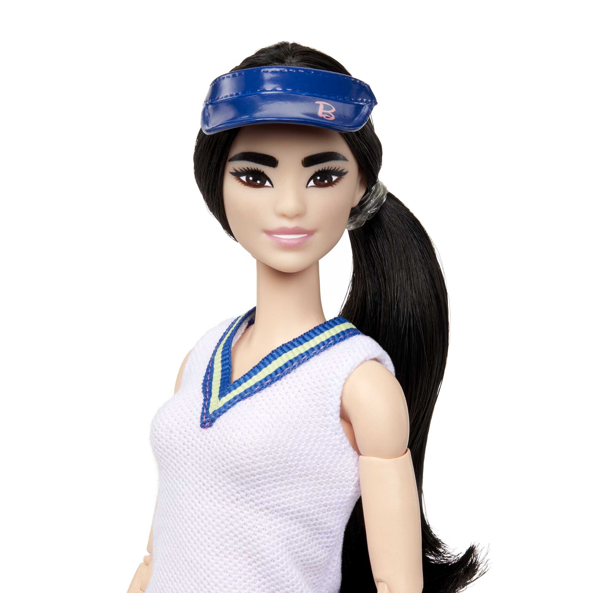 Barbie carriere - barbie tennista, bambola sportiva snodata con racchetta e accessori inclusi - Barbie