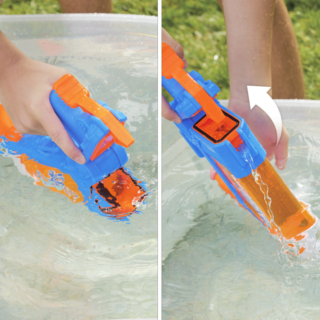 Nerf super soaker - flip fill, soaker con 4 stili di spruzzo, riempimento rapido, serbatoio da 887 mm, giochi d'acqua - NERF
