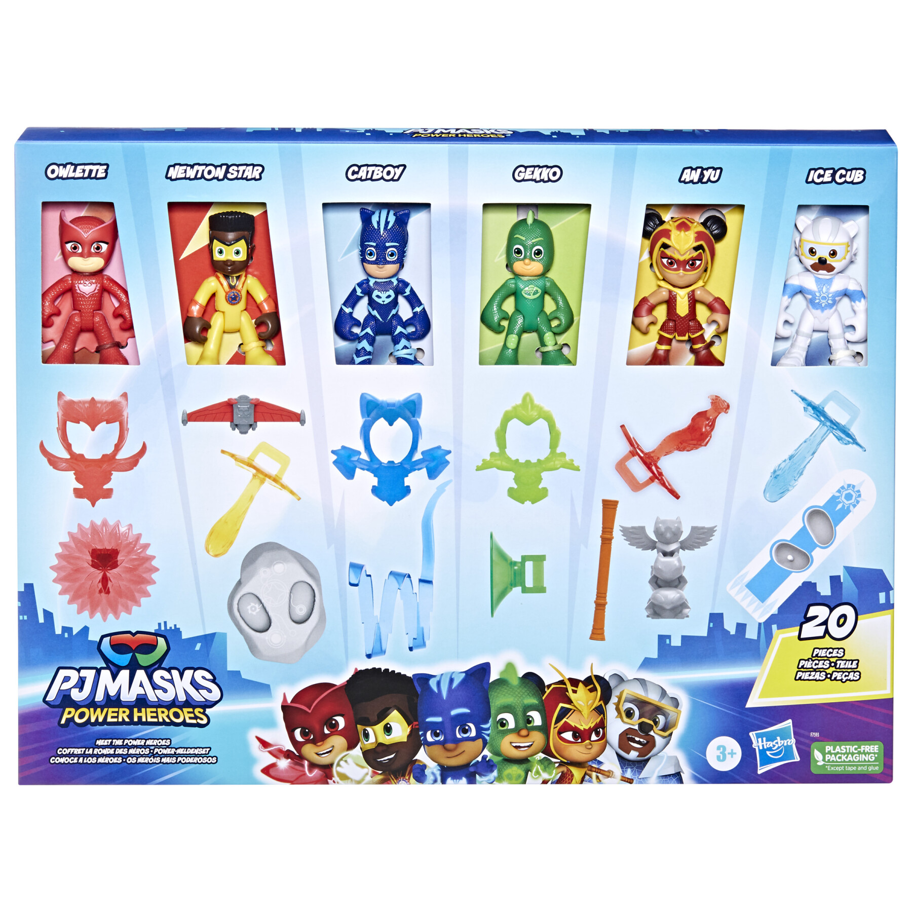 Pj masks - super pigiamini, la squadra di power heroes, action figure per bambini e bambine in età prescolare - PJ MASKS