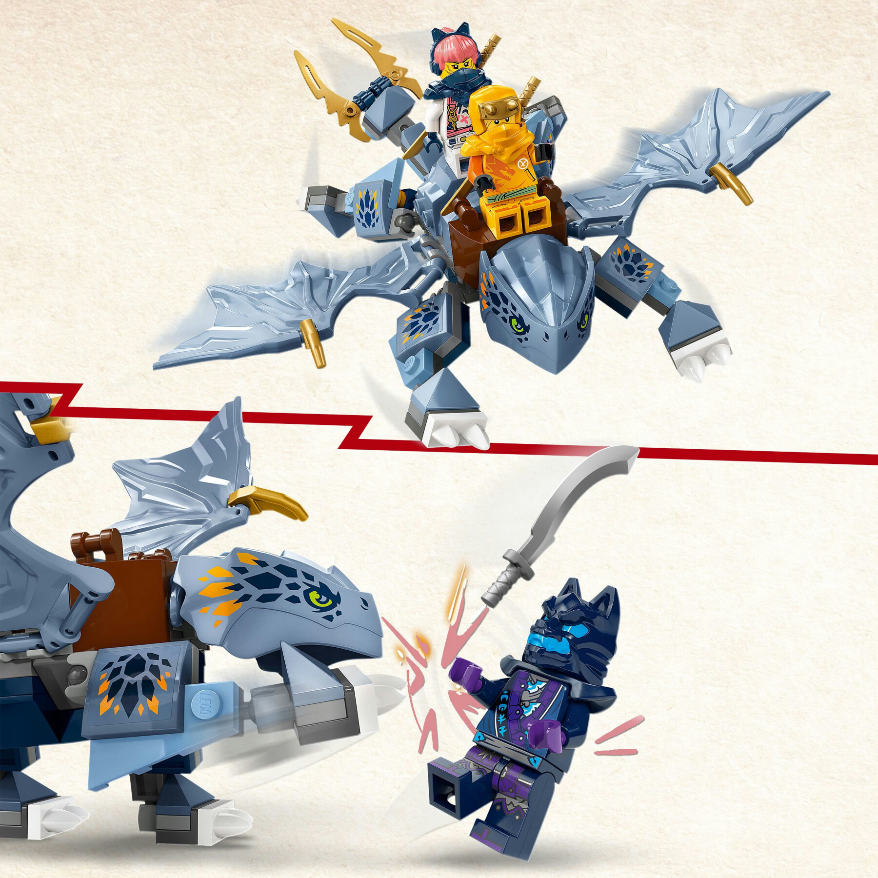 Lego ninjago 71810 draghetto riyu, modellino da costruire di drago giocattolo con 3 minifigure, giochi per bambini di 6+ anni - LEGO NINJAGO